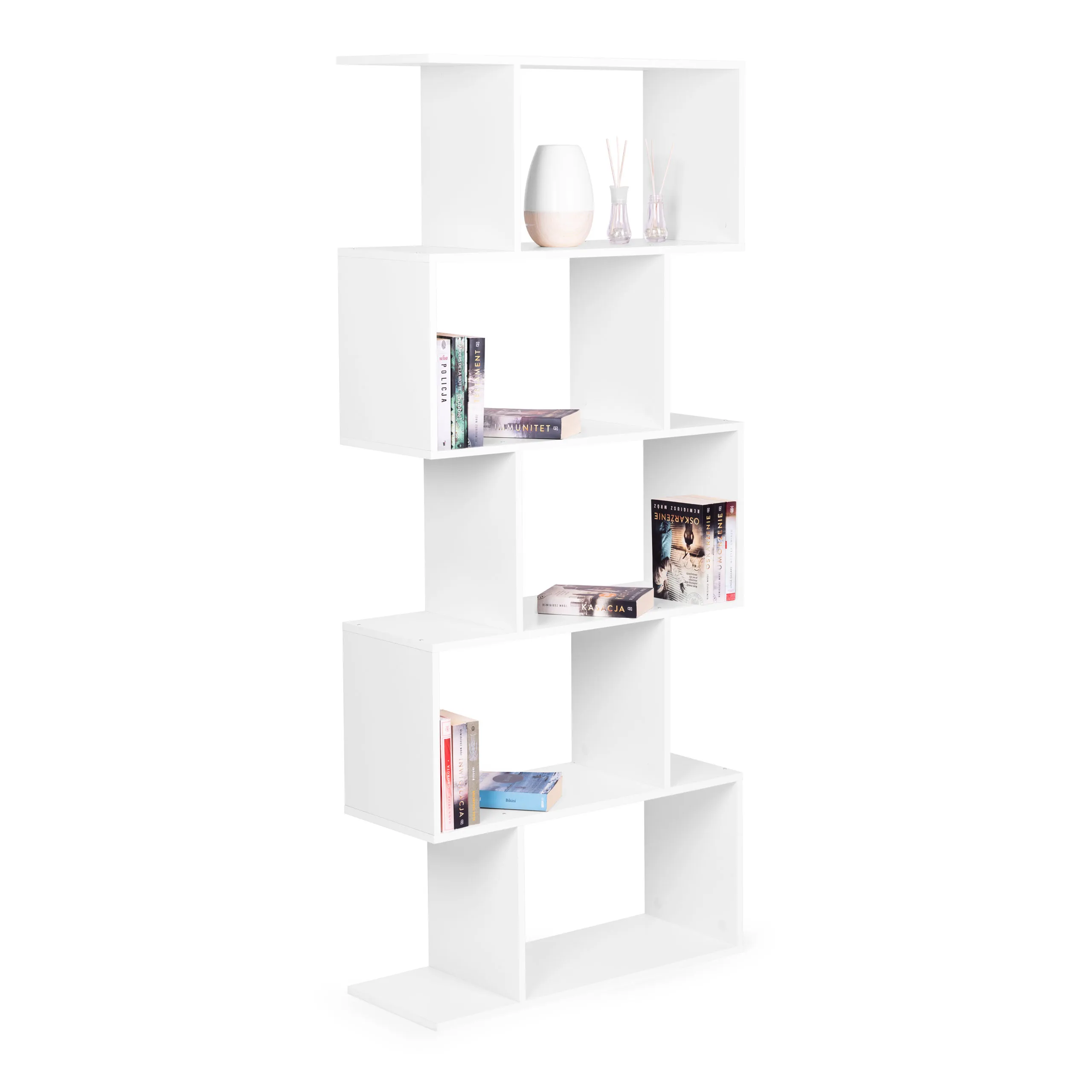 modernhome polica za knjige - bijela 175 x 28 x 77 cm - slika 5