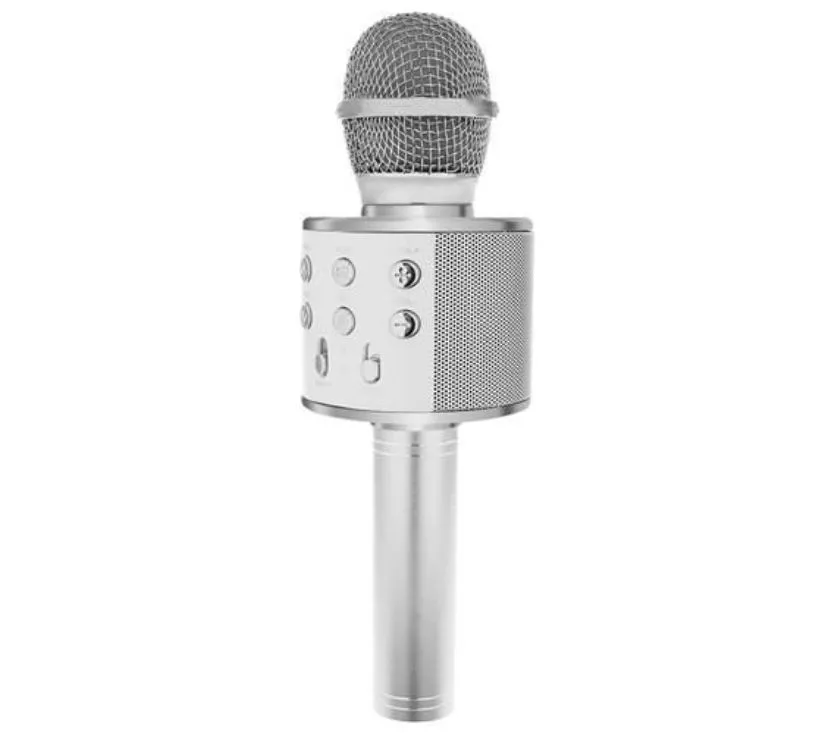karaoke mikrofon s zvučnikom sivi - slika 5