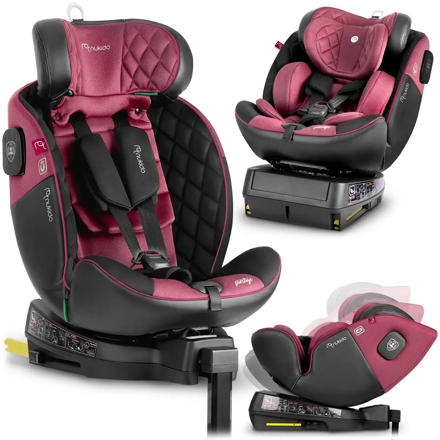 nukido prestige line crna i roza autosjedalica 0-36 kg isofix - slika 2