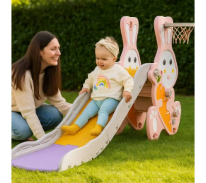 mamakids dječji tobogan za dvorište i igraonicu " zeko "– roza boja - slika 3