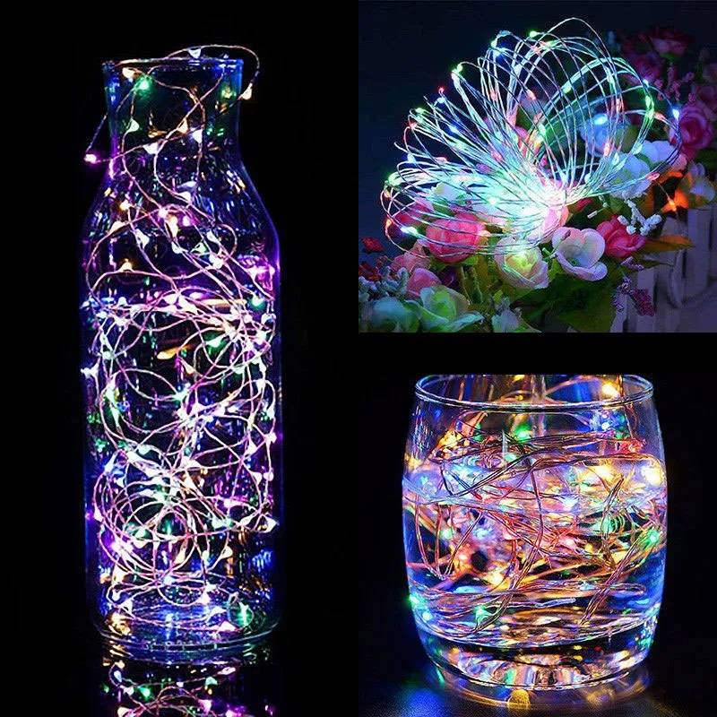 led lampice na baterije, 100 led šarene diode - slika 3