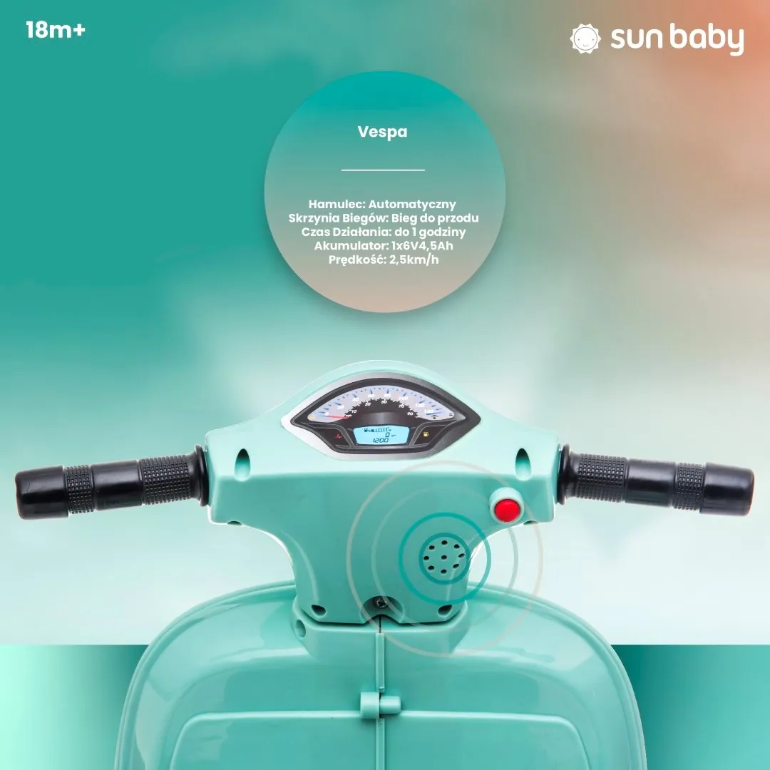 skuter vespa na akumulator - tirkizni - slika 8