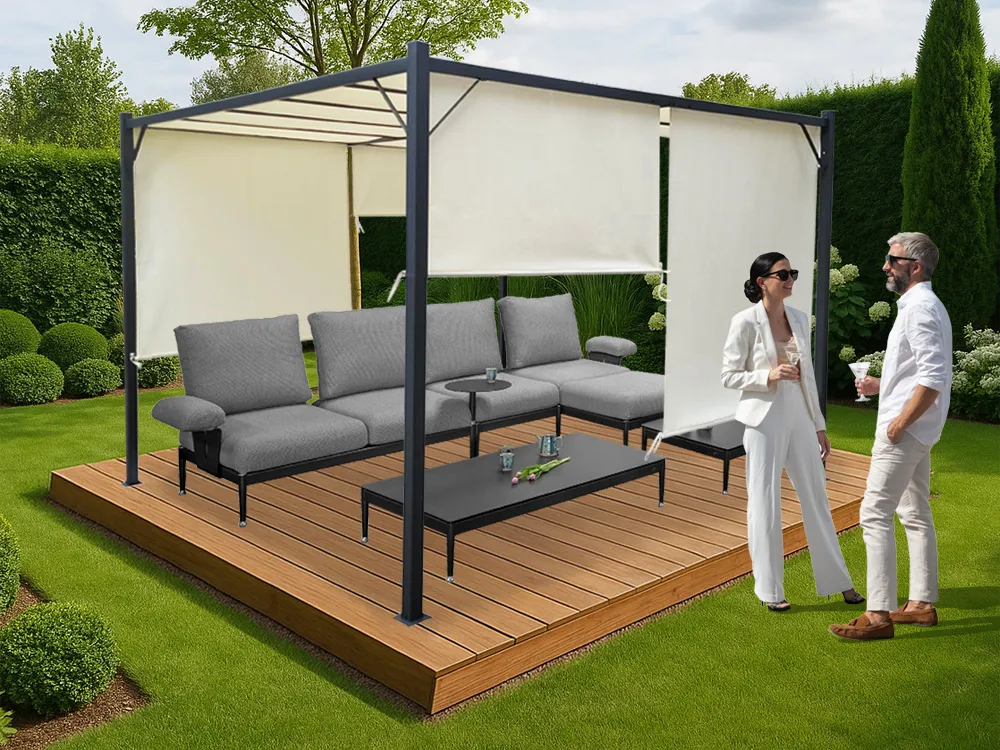 vrtna pergola para sole 3x3x2m vodootporna krovna konstrukcija - slika 5