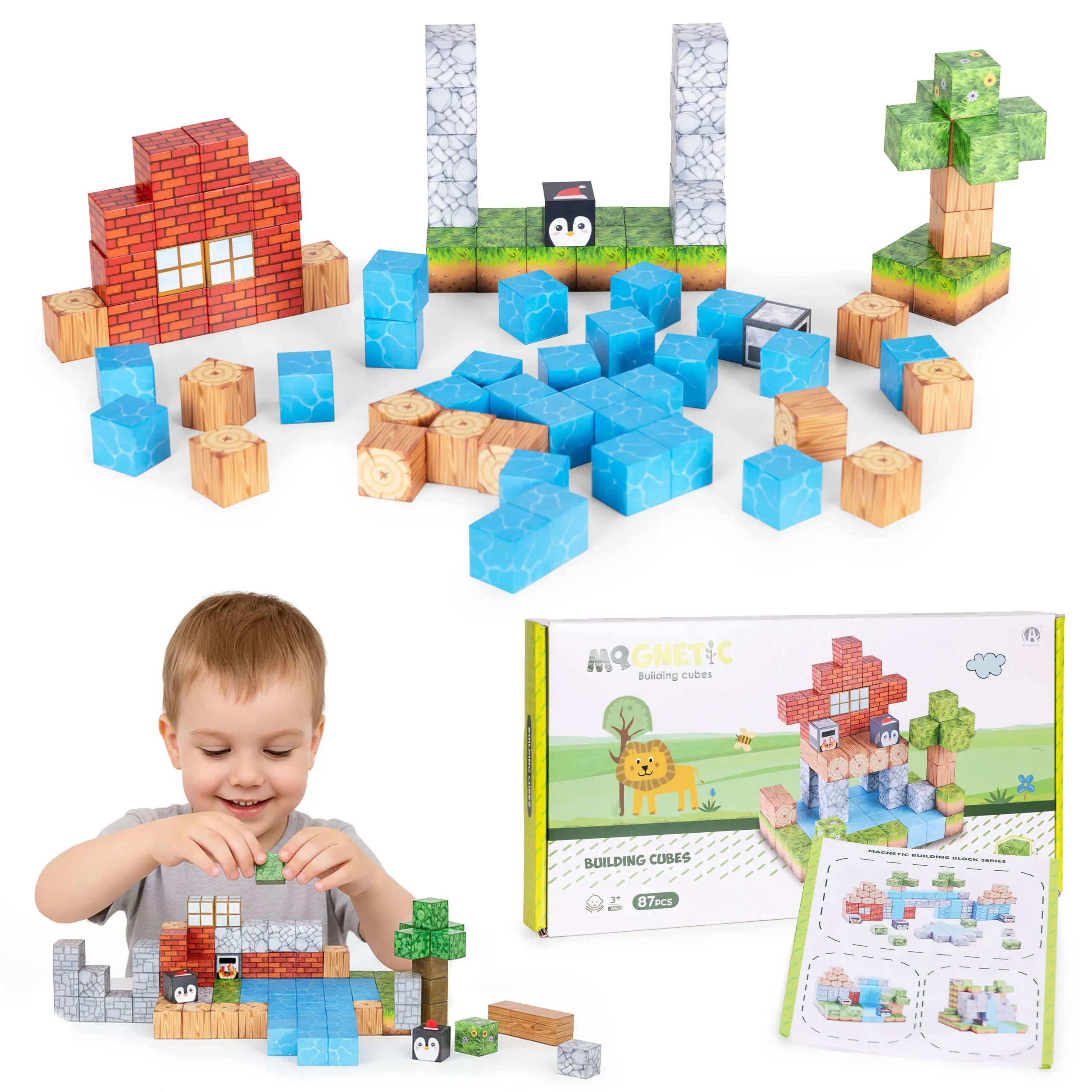 Set magnetskih građevnih kocki za djecu – 87 komada (kocke) - Pribislavec