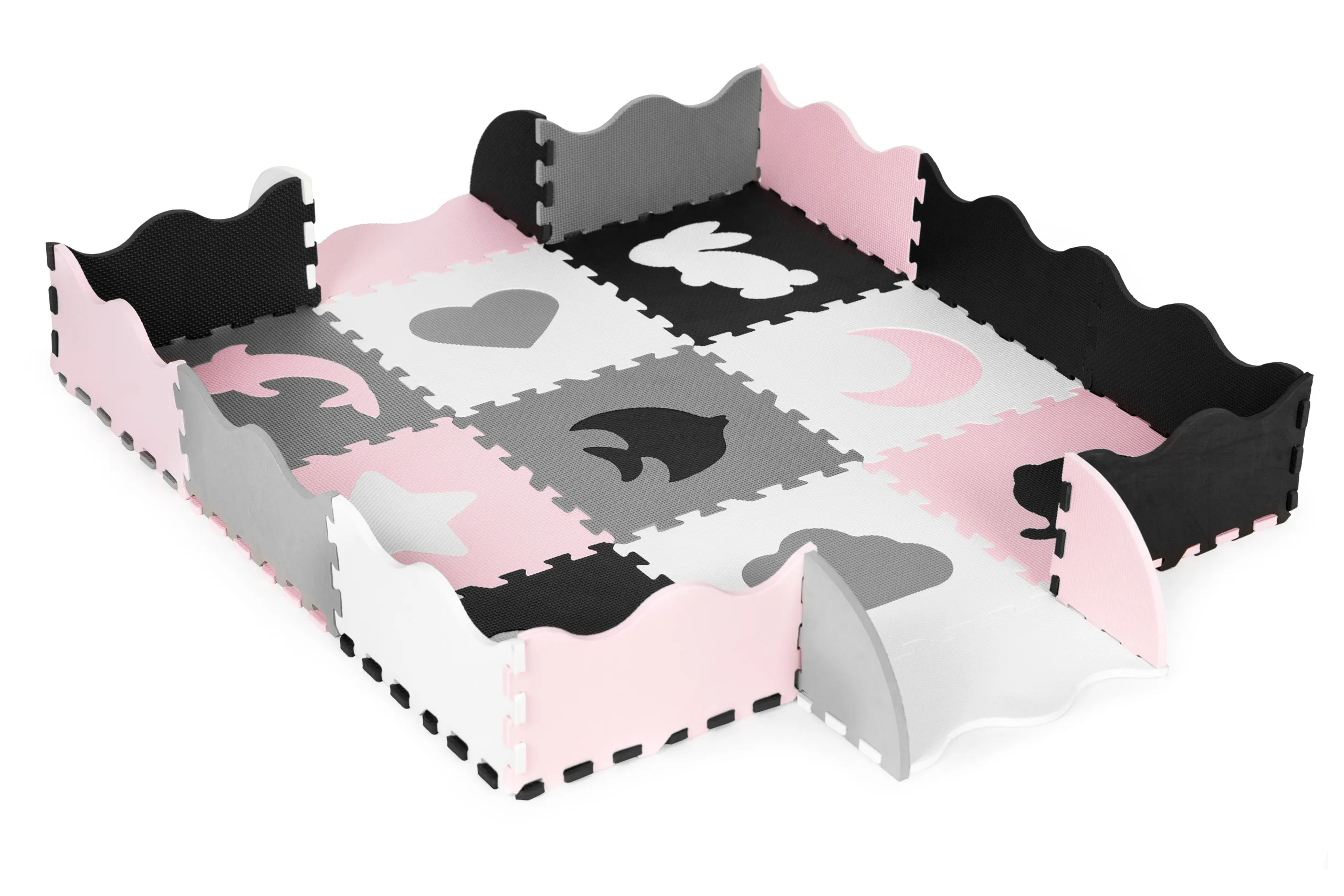ecotoys edukativna puzzle podloga za igru crno-bijelo-roza 25kom. - slika 5