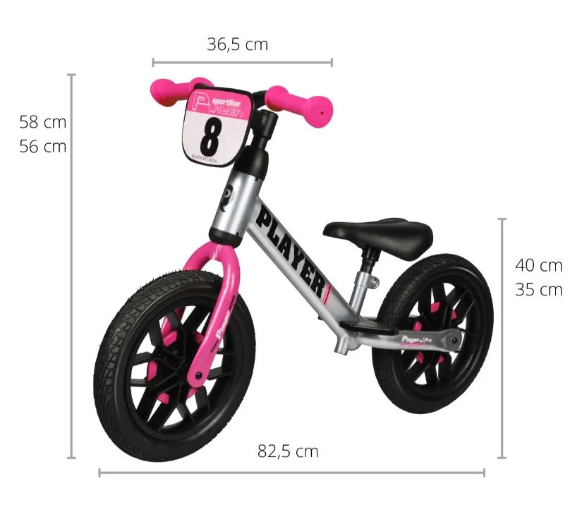 qplay dječji bicikl bez pedala player roza - slika 4