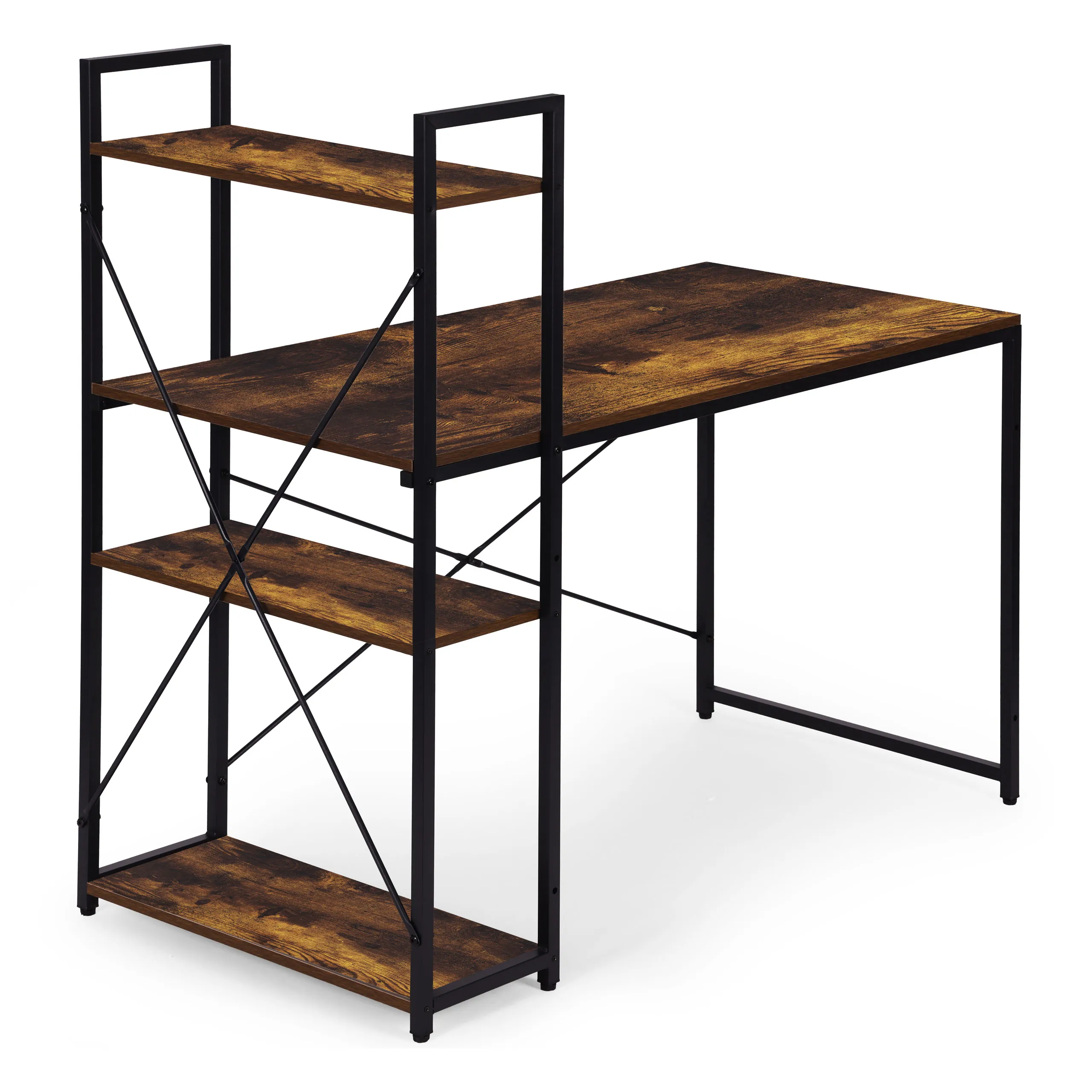 modernhome uredski stol 120 × 60 cm s policom i 3 police – crno smeđi - slika 6