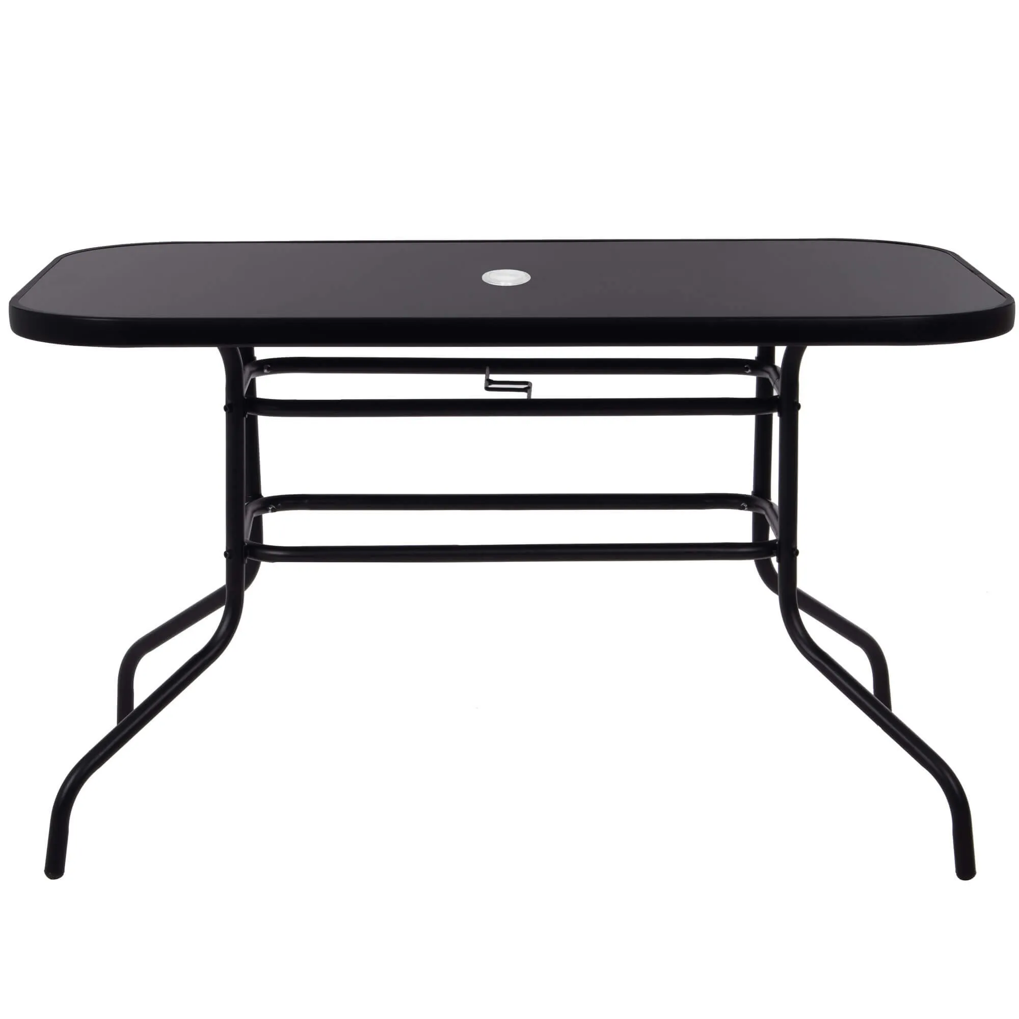 springos metalni vrtni stol 140x80 cm crni - slika 7
