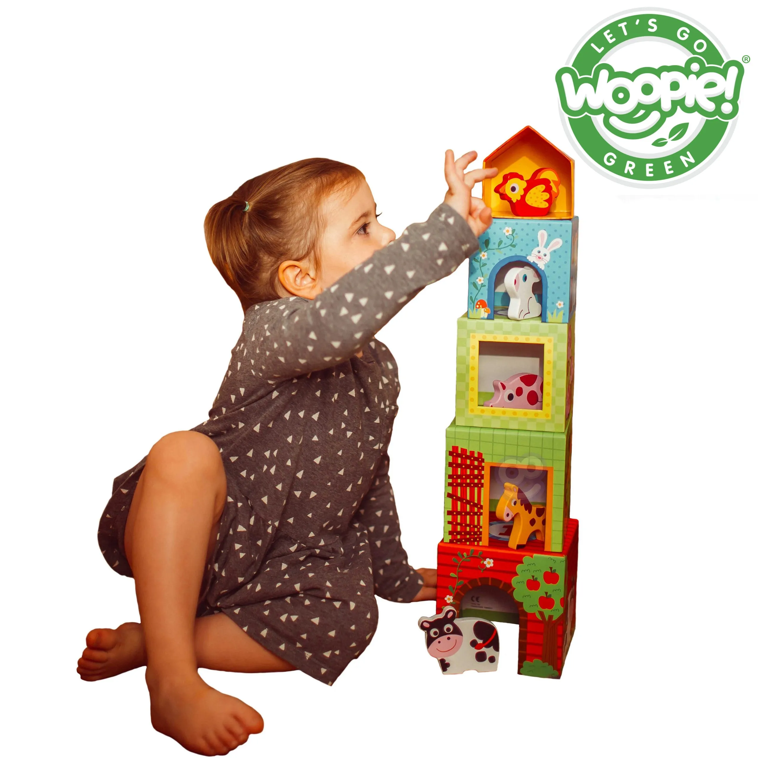 woopie green toranj kocki životinje s farme - slika 3