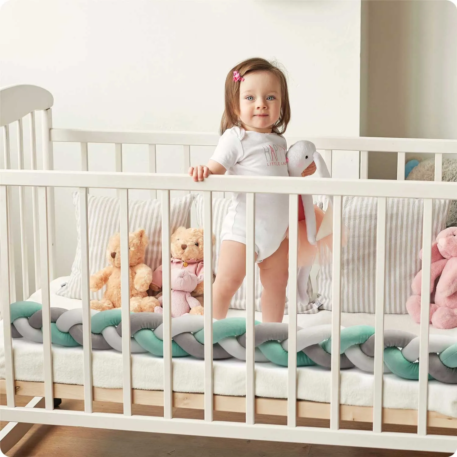 ricokids omot za krevetić 2m - mint-siva - slika 5