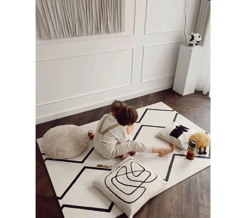 eeveve pjenasta puzzle podloga za igru beni - bijelo crna ecru 180x120 cm - slika 6