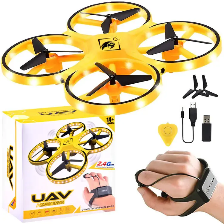 dron quadracopter upravljanje rukavicom žuti - slika 2