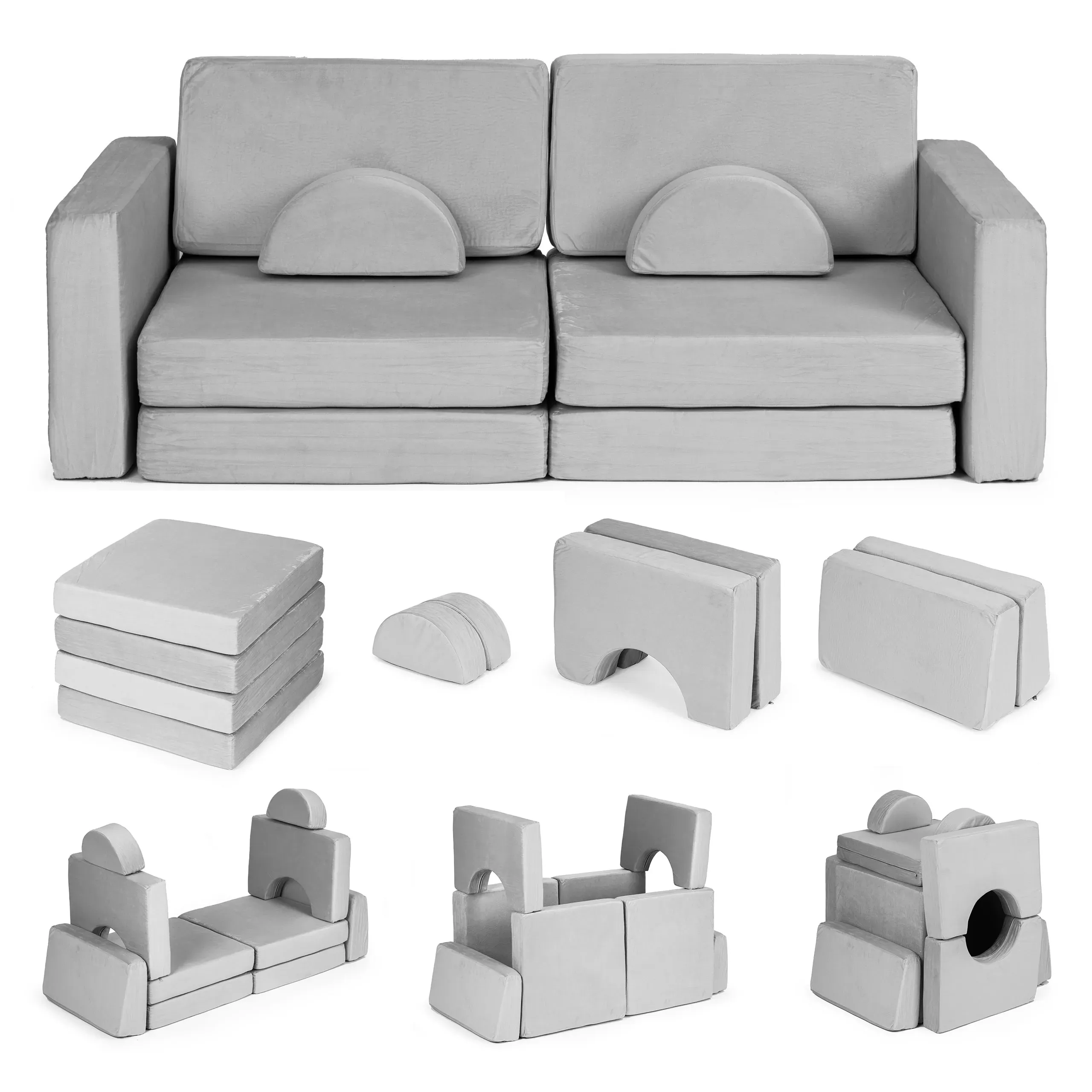 ecotoys diy modularna fotelja sa 10 jastuka - siva - slika 2