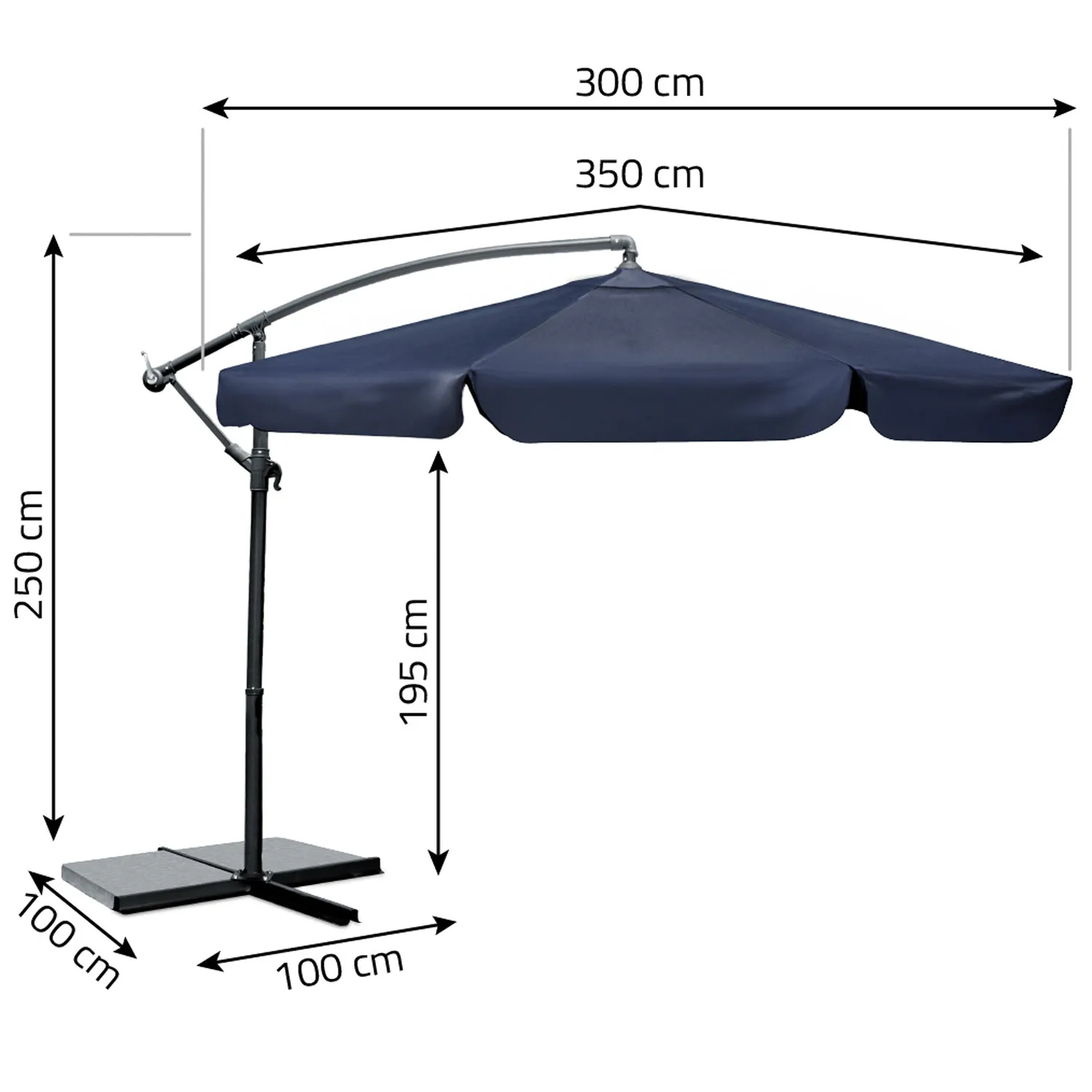 plonos pl-881 sklopivi vrtni suncobran 8-segmentni 350 cm s pokrivačem - slika 4
