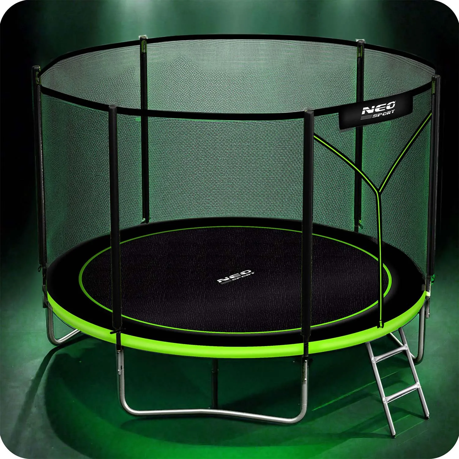 neo-sport vrtni trampolin 183 cm (6 ft) s vanjskom mrežom i ljestvama, zeleni - slika 6