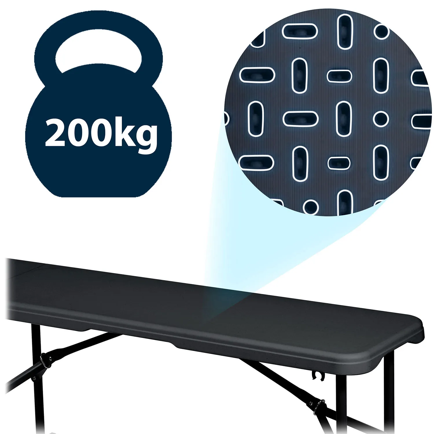 sklopiva ugostiteljska vrtna klupa 180 cm plonos crna - slika 7