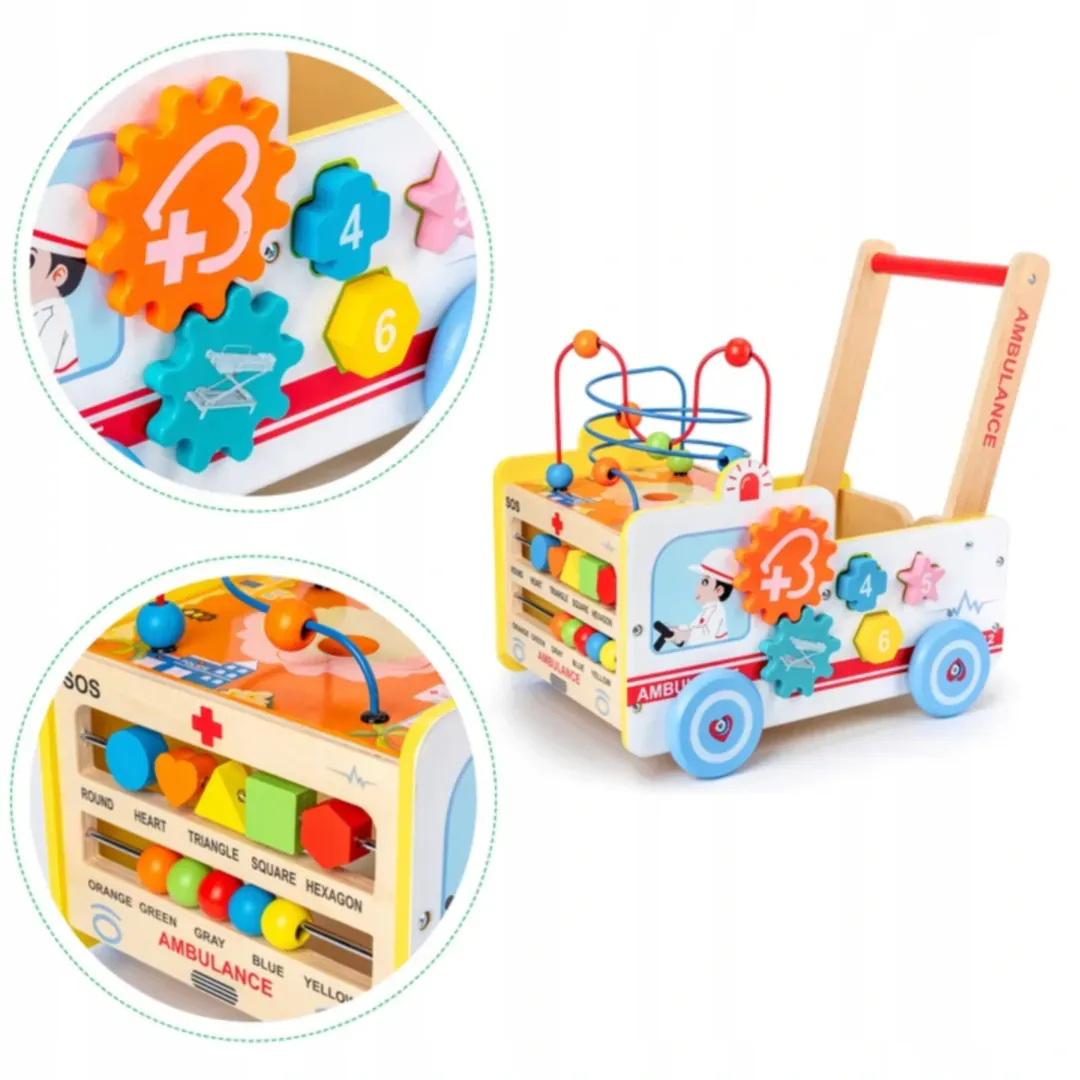 ecotoys multifunkcionalna drvena guralica ambulanta - slika 9