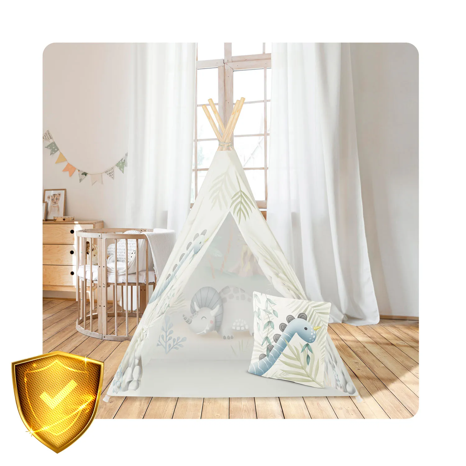 nukido teepee šator za djecu - dinosauri - slika 11