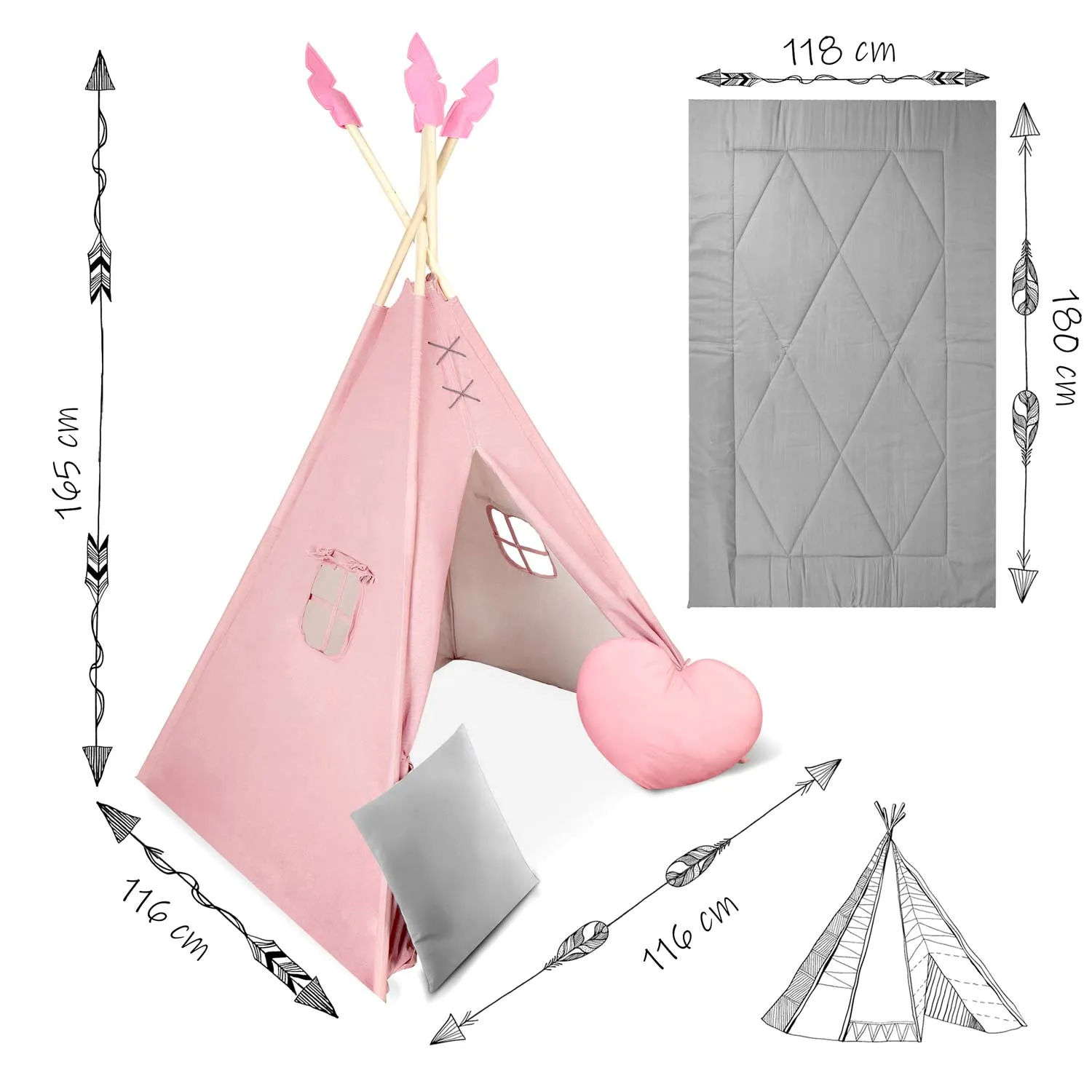 nukido dječji šator wigwam ružičasti - slika 7
