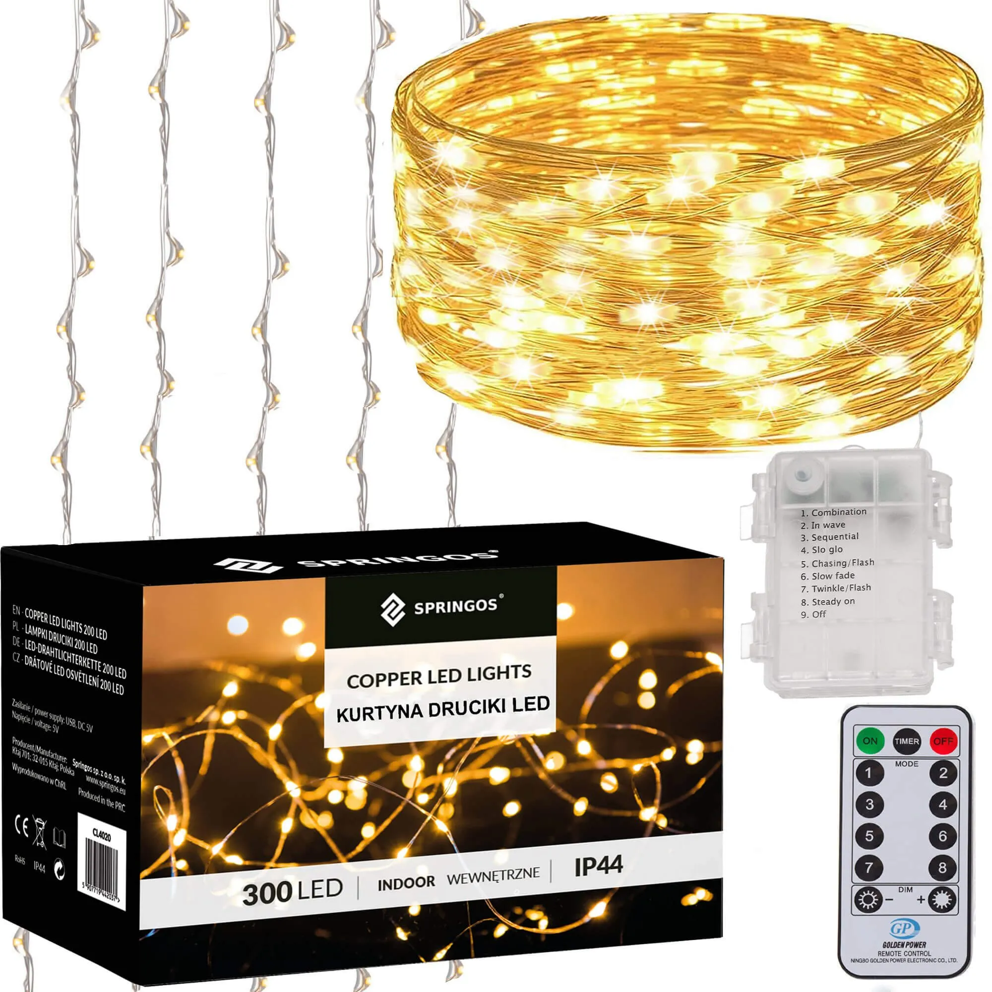 led svjetlosna zavjesa – 300 lampica, toplo bijela - slika 3
