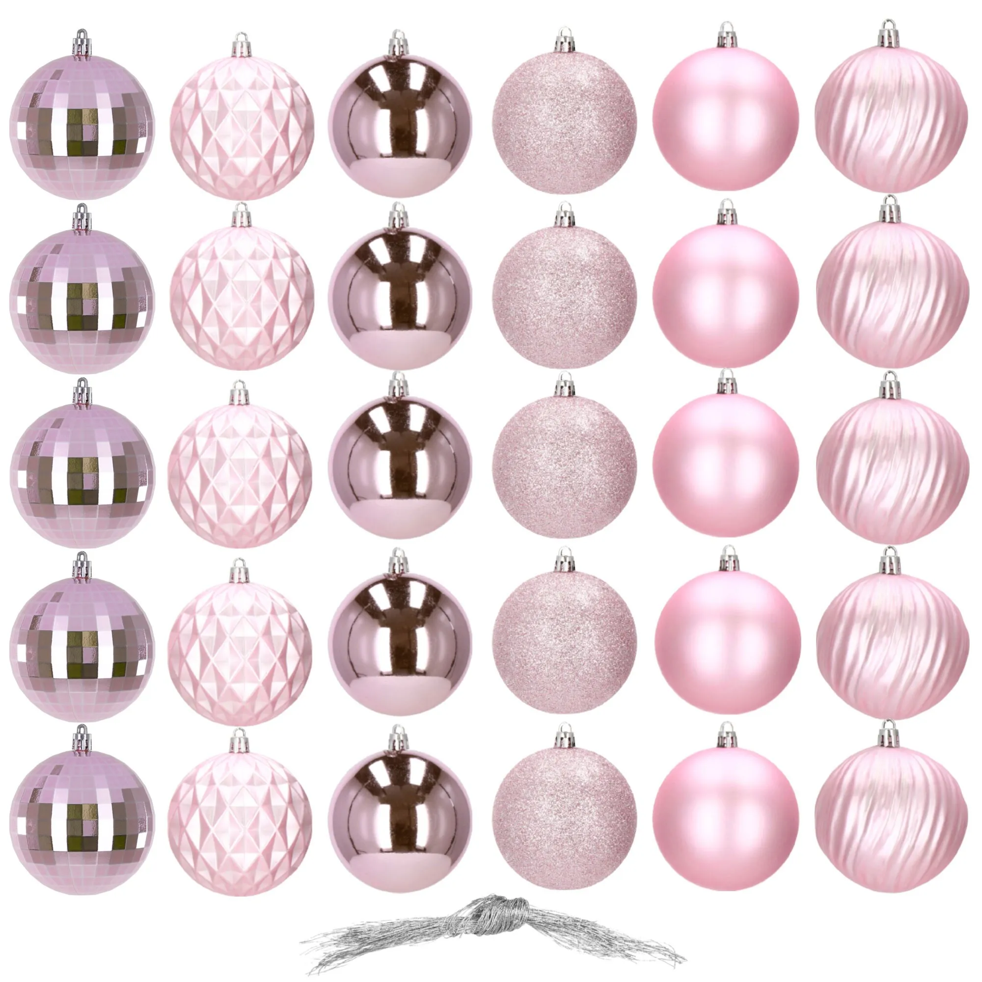 božićne kuglice 8 cm – set od 30 komada, ružičasta - slika 3