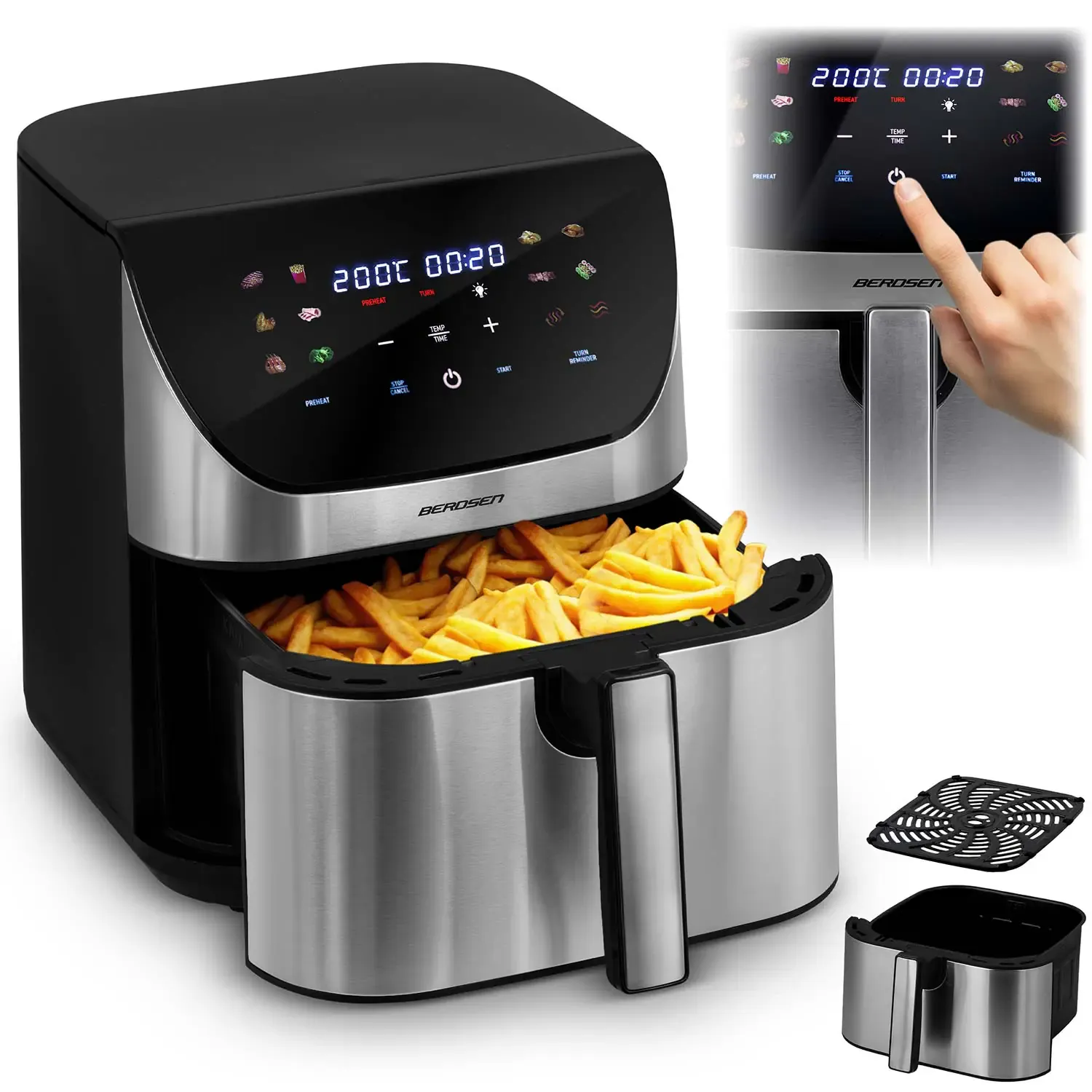 berdsen friteza na vrući zrak 1700 w, 8 l, crna - slika 2