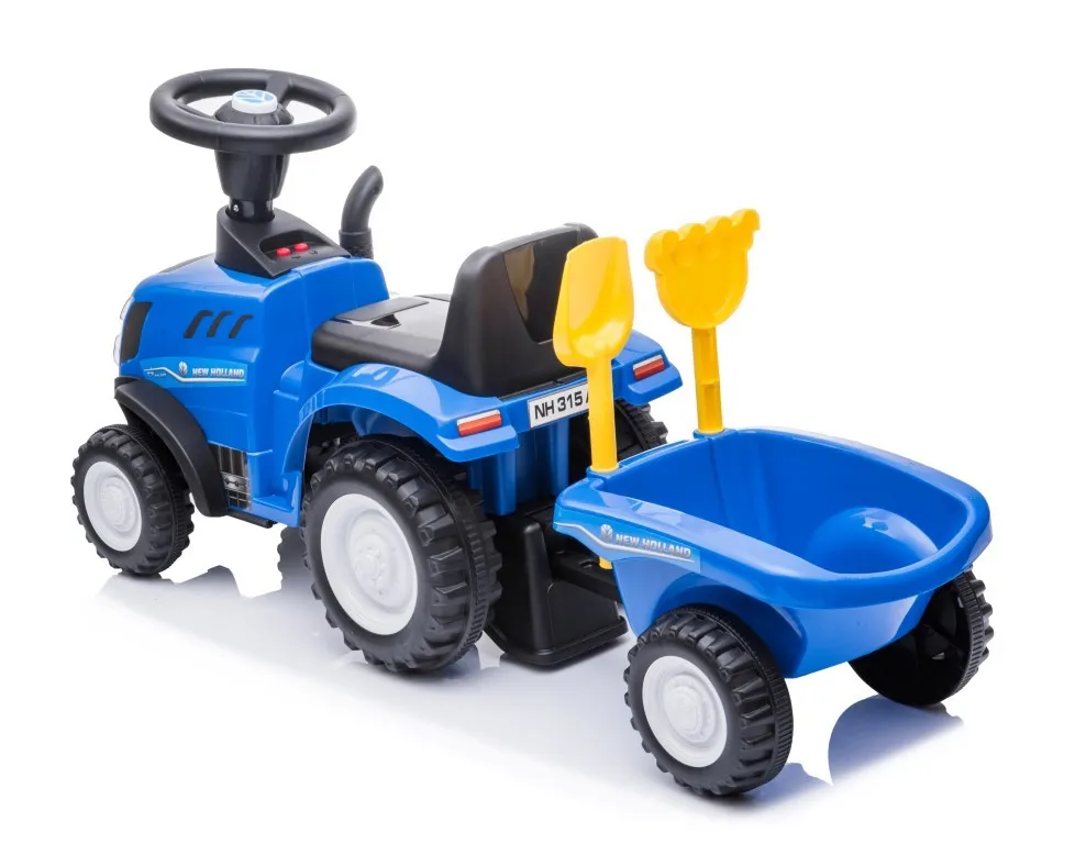 dječji traktor guralica s prikolicom new holland plavi - slika 8