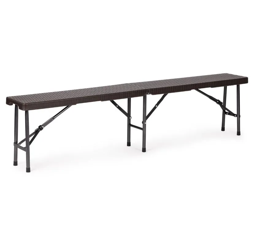 modernhome catering stol 180 cm + 2 klupe - smeđi rattan - slika 6