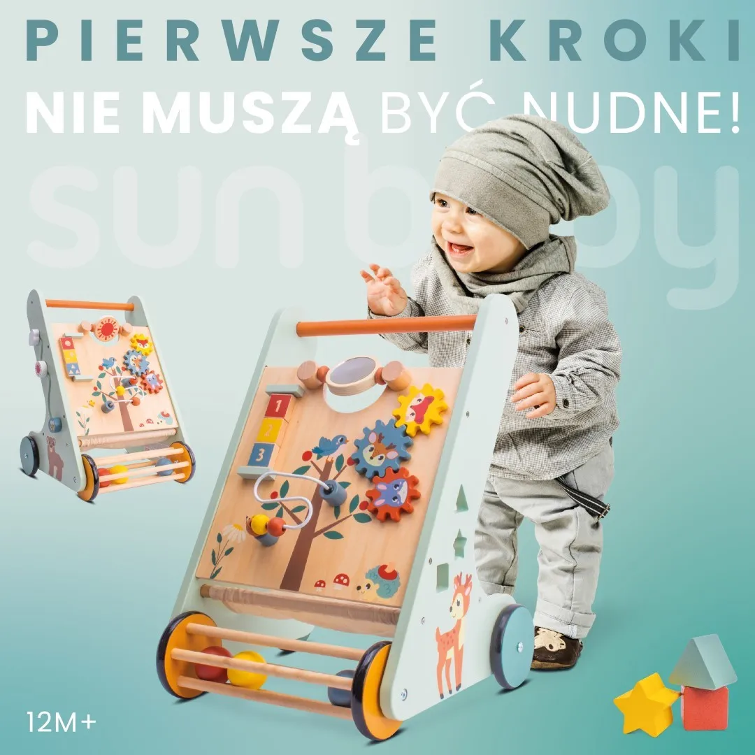 drvena interaktivna guralica hodalica 48 cm - šumski uzorci - slika 6