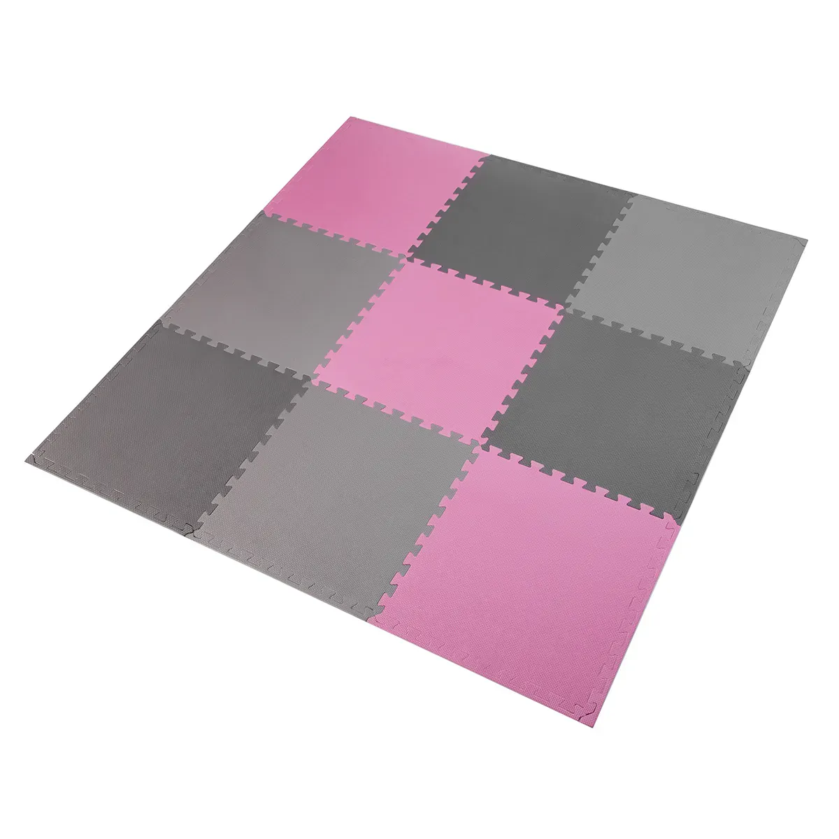 set od 9 zaštitnih podloga u obliku slagalice za teretanu 60x60x1,0 cm sivo roza - slika 2