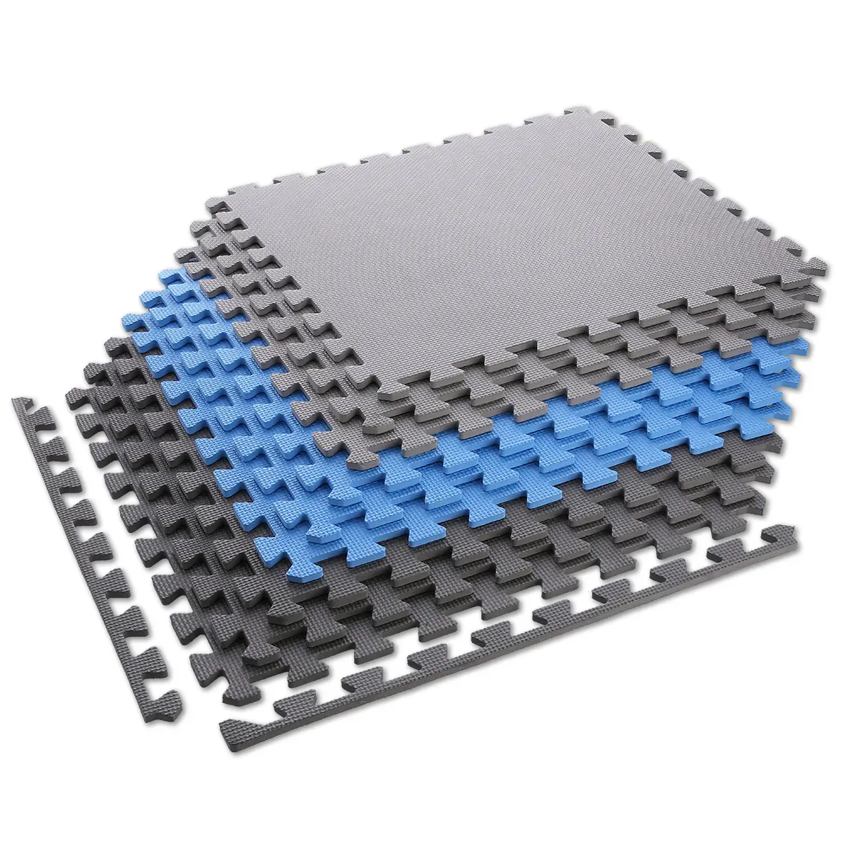 set od 9 zaštitnih podloga u obliku slagalice za teretanu 60x60x1,0 cm plavo siva - slika 3