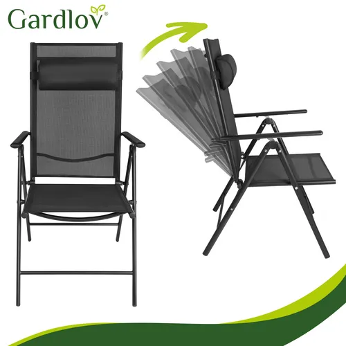 gardlov gardlov crna sklopiva vrtna stolica, 2 komada - slika 8