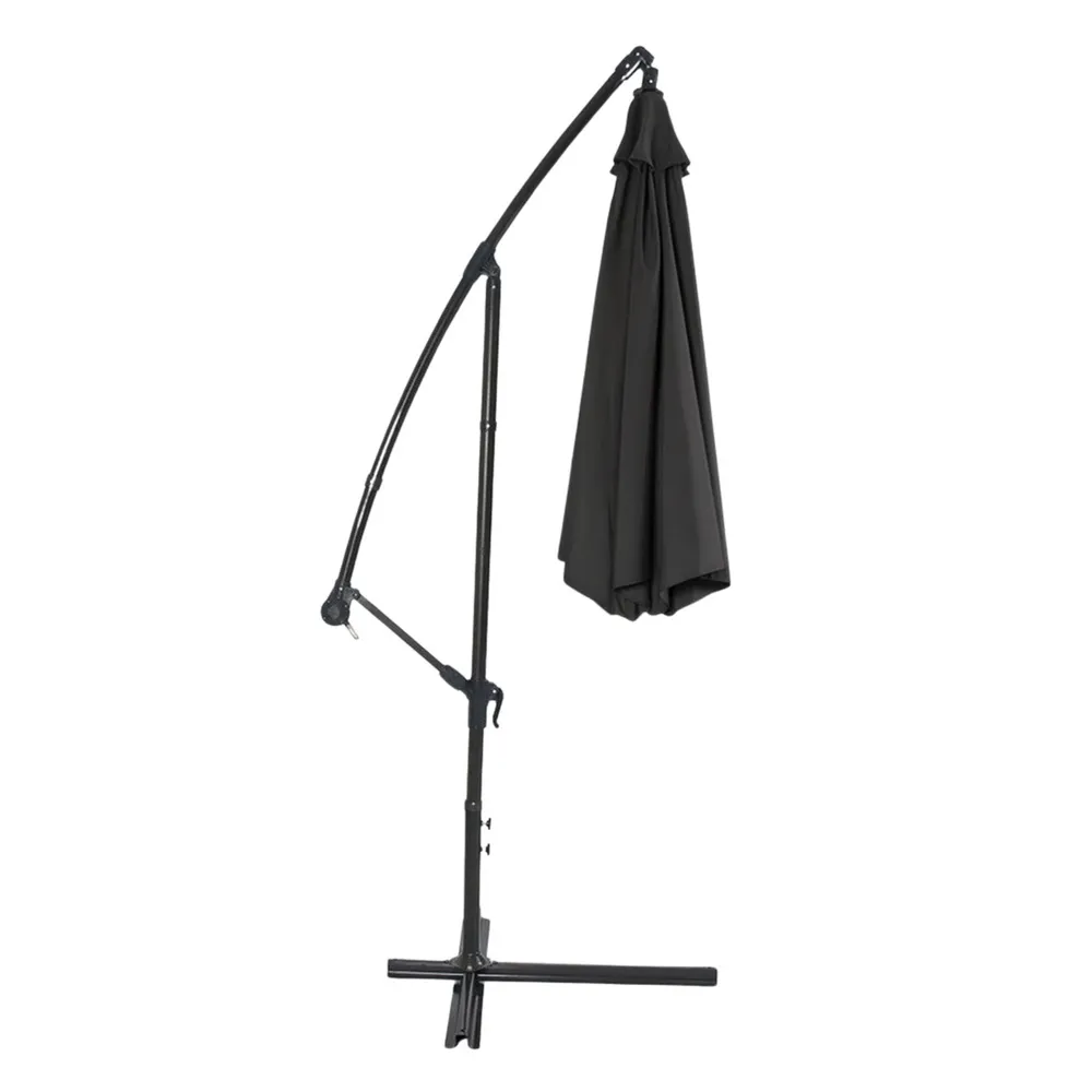veliki bočni vrtni suncobran – 350 × 250 cm, crni, podesivi nagib - slika 5
