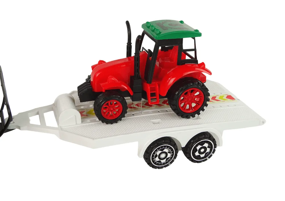 set vozila monster truck s bagerom na prikolici crno - crveni - slika 9
