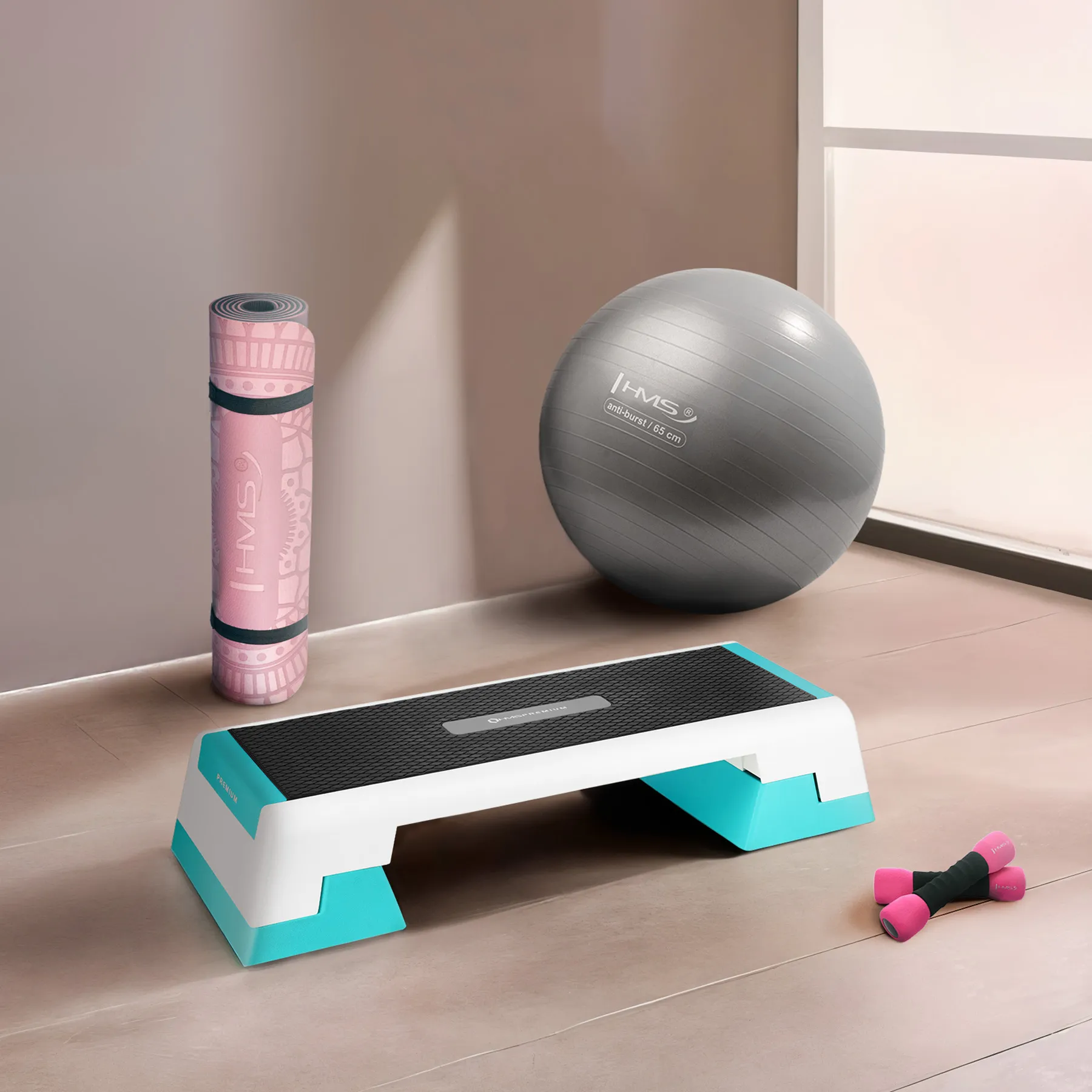 aerobik step hms premium, bijela/menta - slika 5
