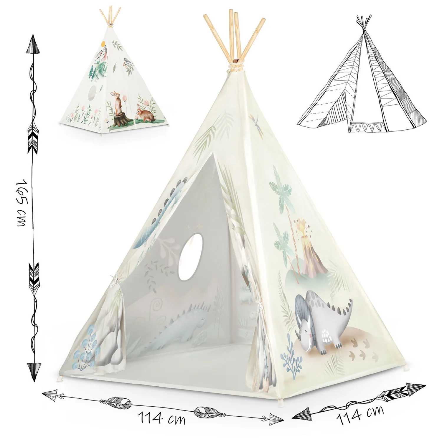 nukido teepee šator za djecu - dinosauri - slika 6