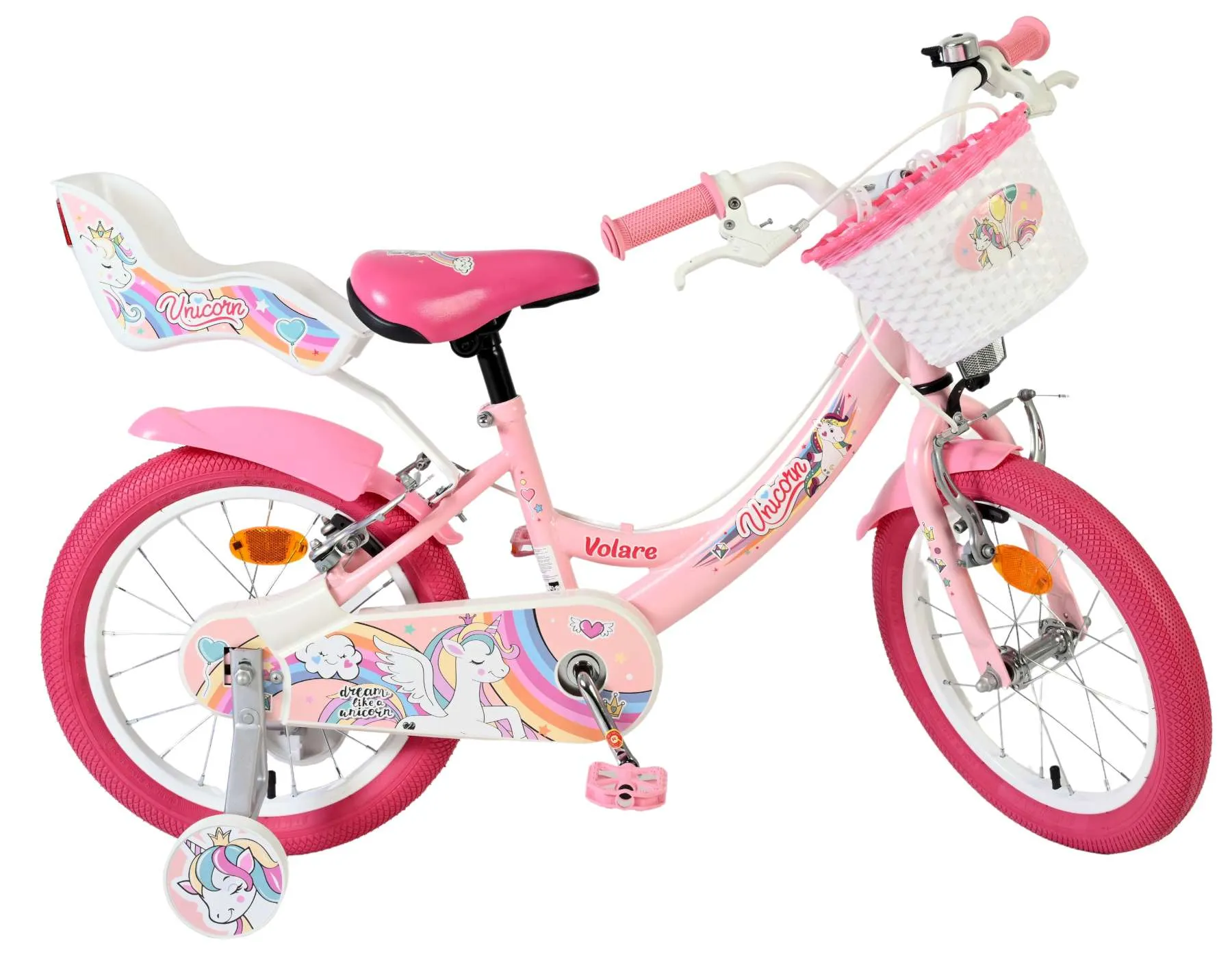 volare dječji bicikl unicorn 16″ roza boje, dvije ručne kočnice - slika 11
