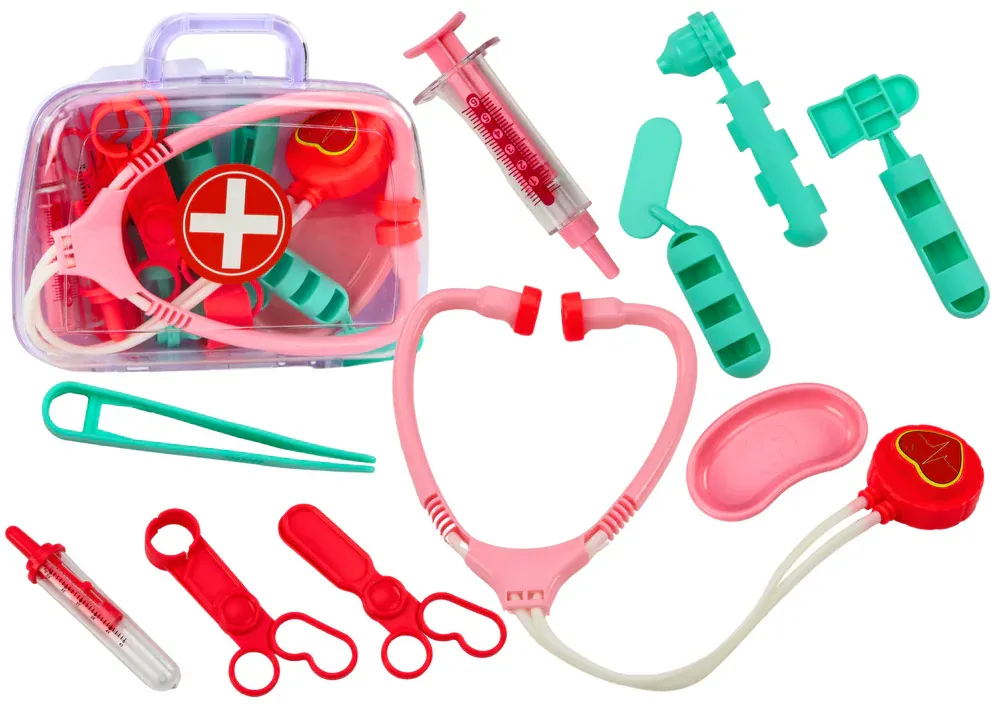 medicinski pribor prve pomoći za bebe u ružičastom kovčegu - slika 2