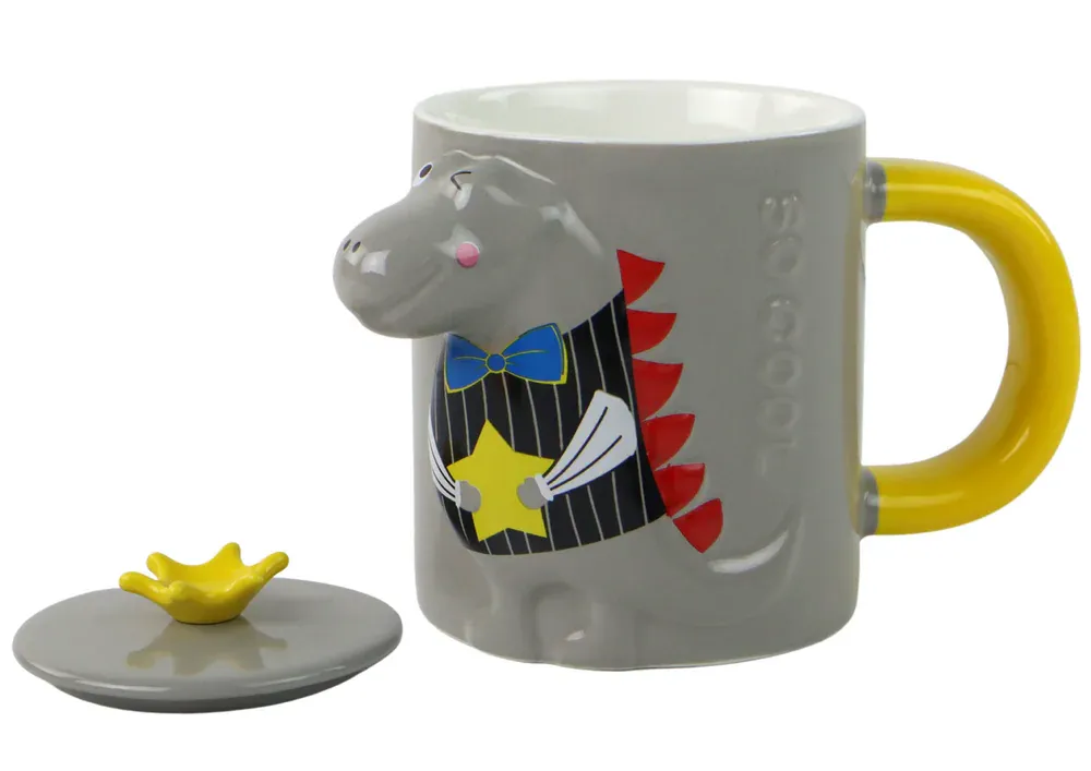 siva šalica za čaj dinosaur 400ml - slika 2
