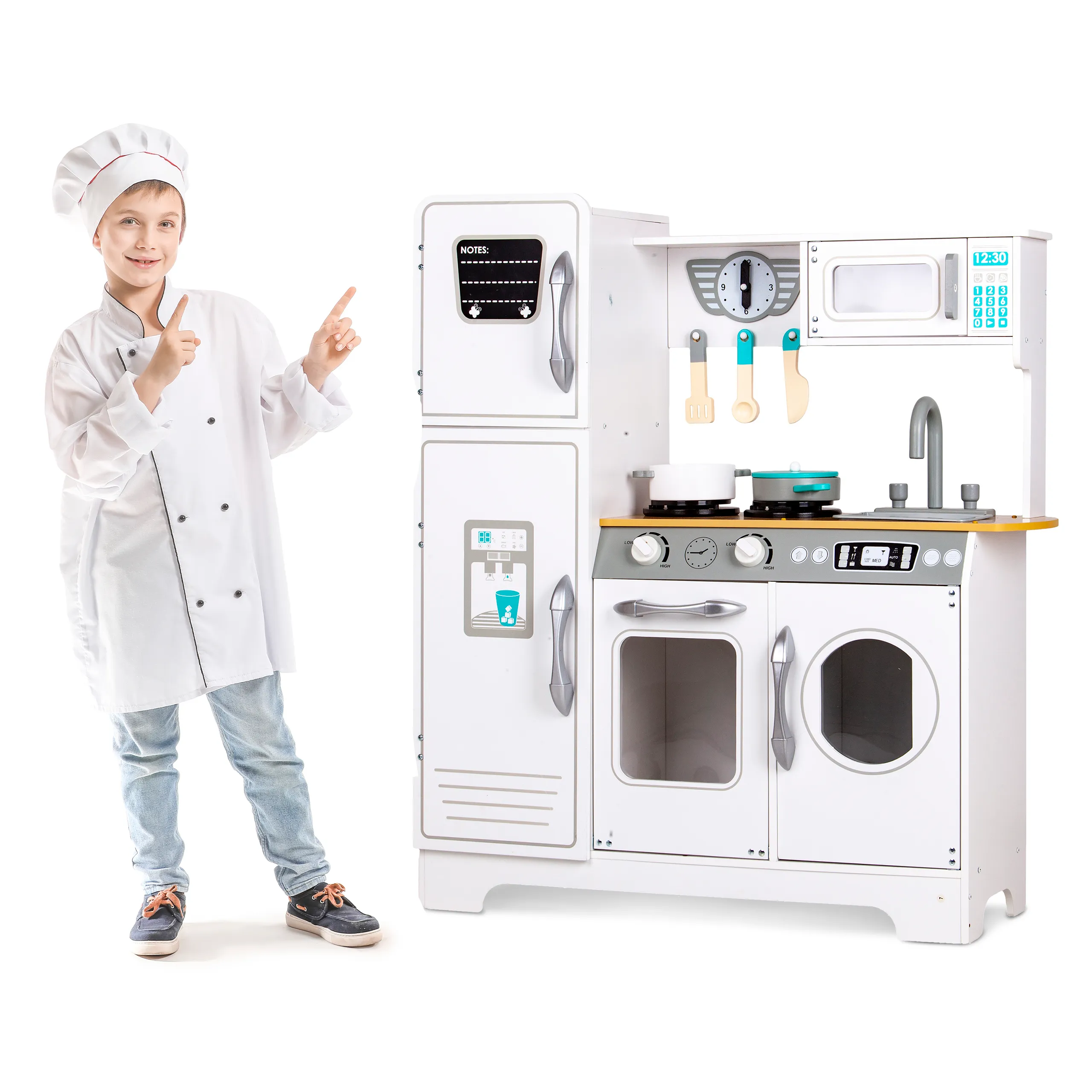 ecotoys drvena dječja kuhinja sa 6 dodataka - slika 8