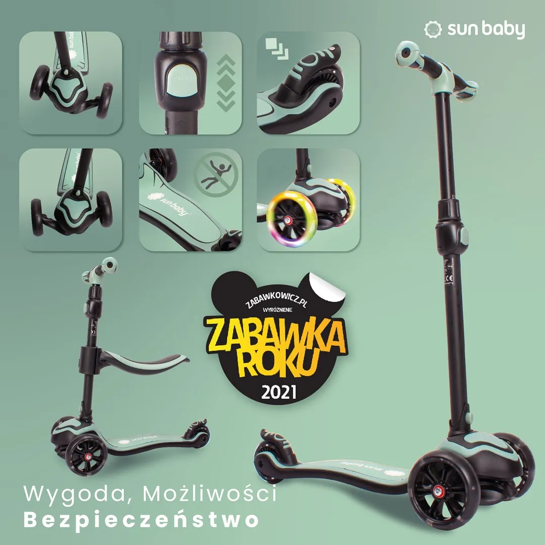 sun baby romobil za ravnotežu na 3 kotača 3u1 zeleni - slika 10