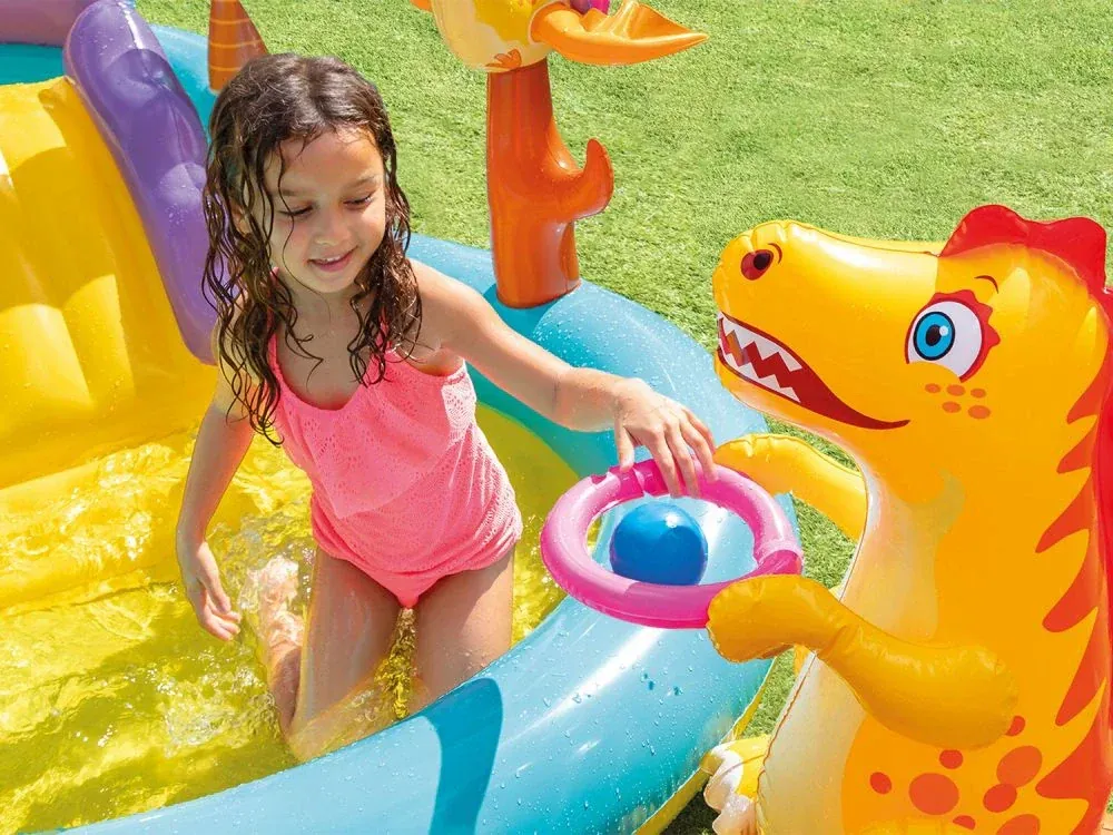 bazen na napuhavanje za djecu, vodeno igralište, tobogan, fontana intex 57135 - slika 9