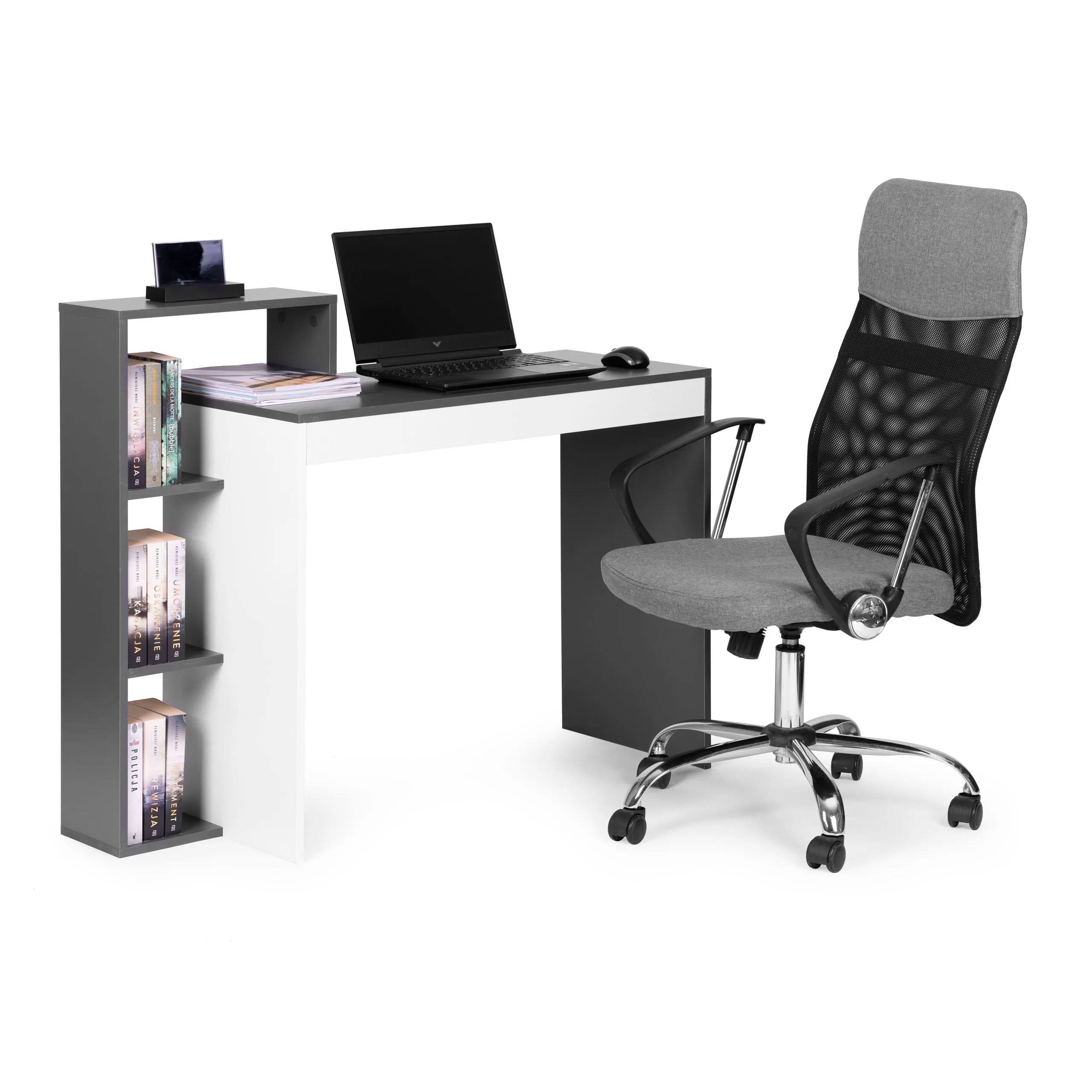 modernhome radni stol s policama crno-bijeli - slika 6