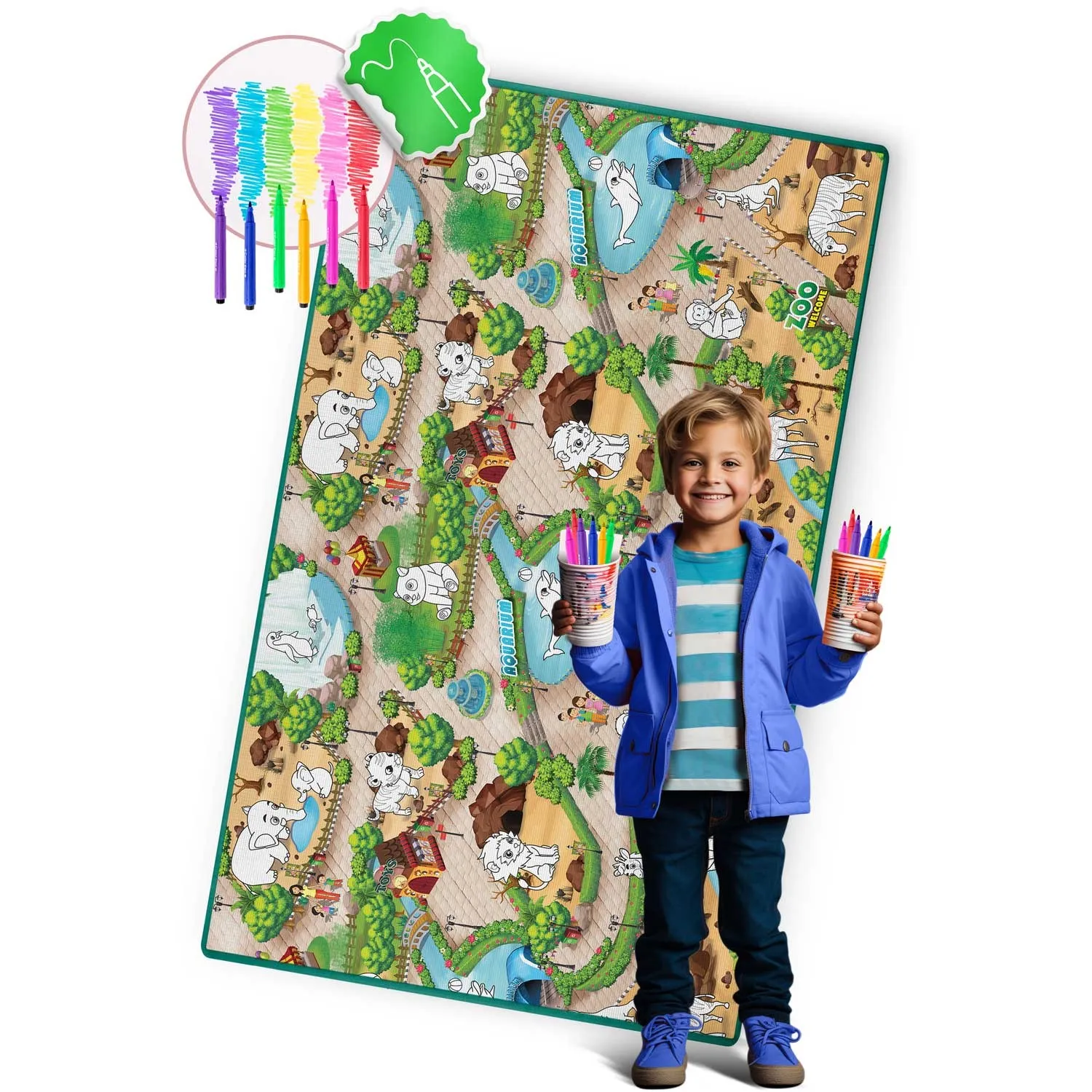 ricokids xxl podloga za bojanje + flomasteri gratis 200 x 120 x 0,3 cm - slika 6