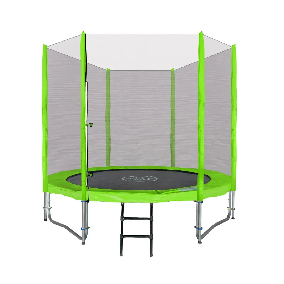 trampolin s vanjskom sigurnosnom mrežom i ljestvama 8 ft / 244 cm zeleni. - slika 5