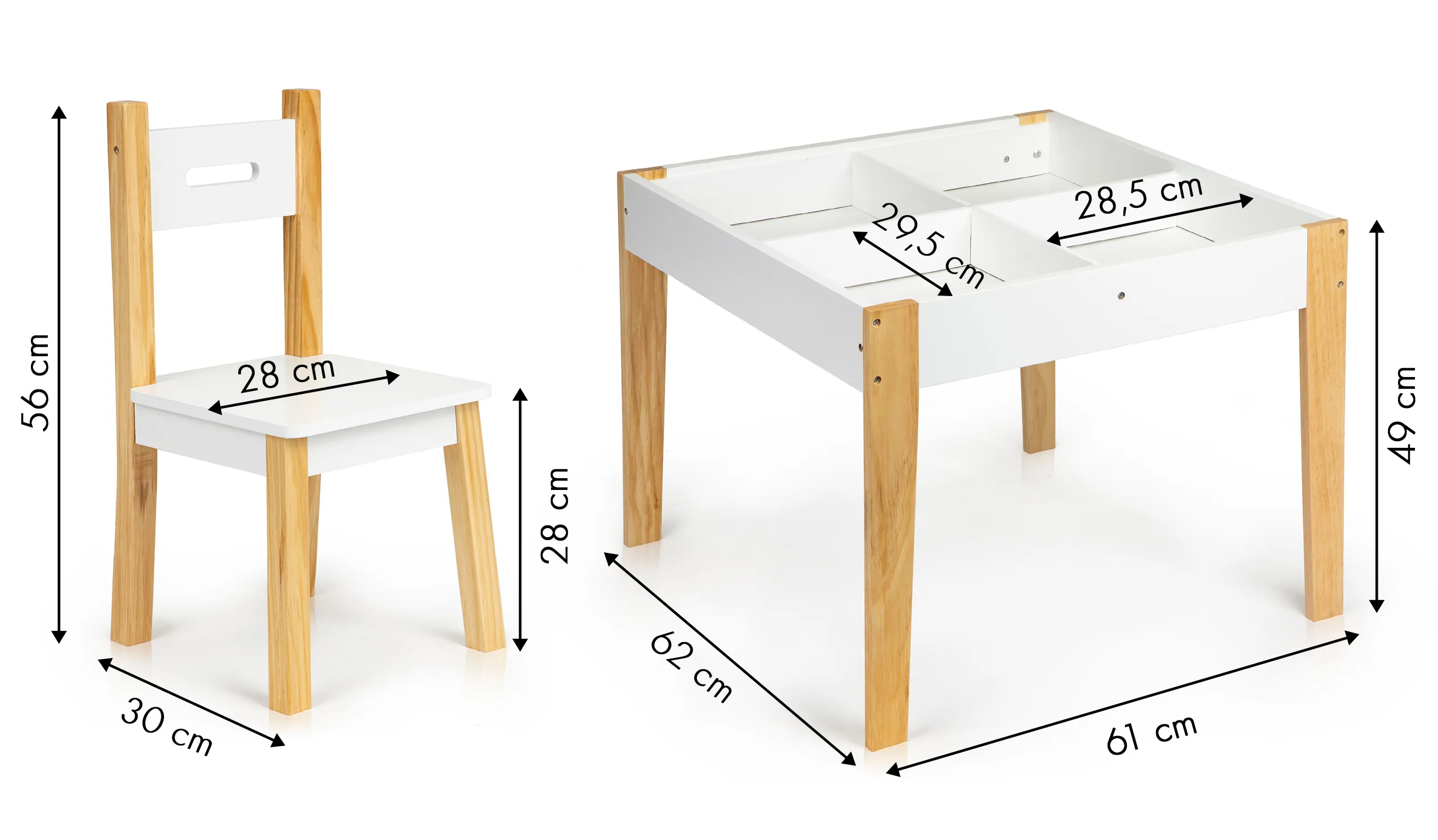 ecotoys set dječjeg stola sa stolicama bijeli - slika 6