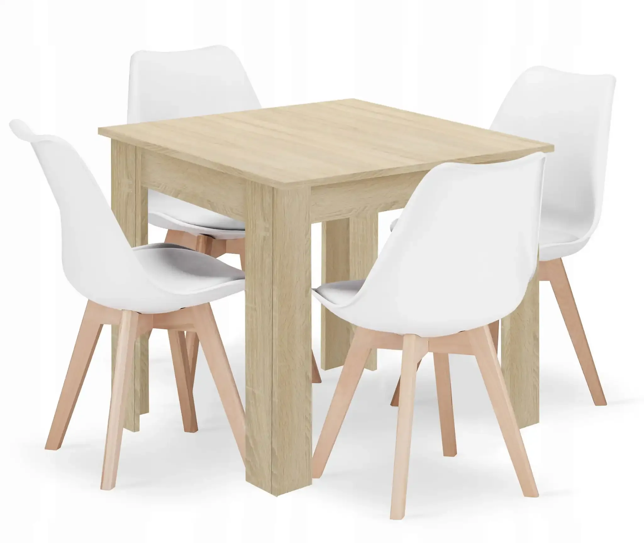 set kvadratni stol 80x80 sonoma hrast + 4 mark bijele stolice - slika 2