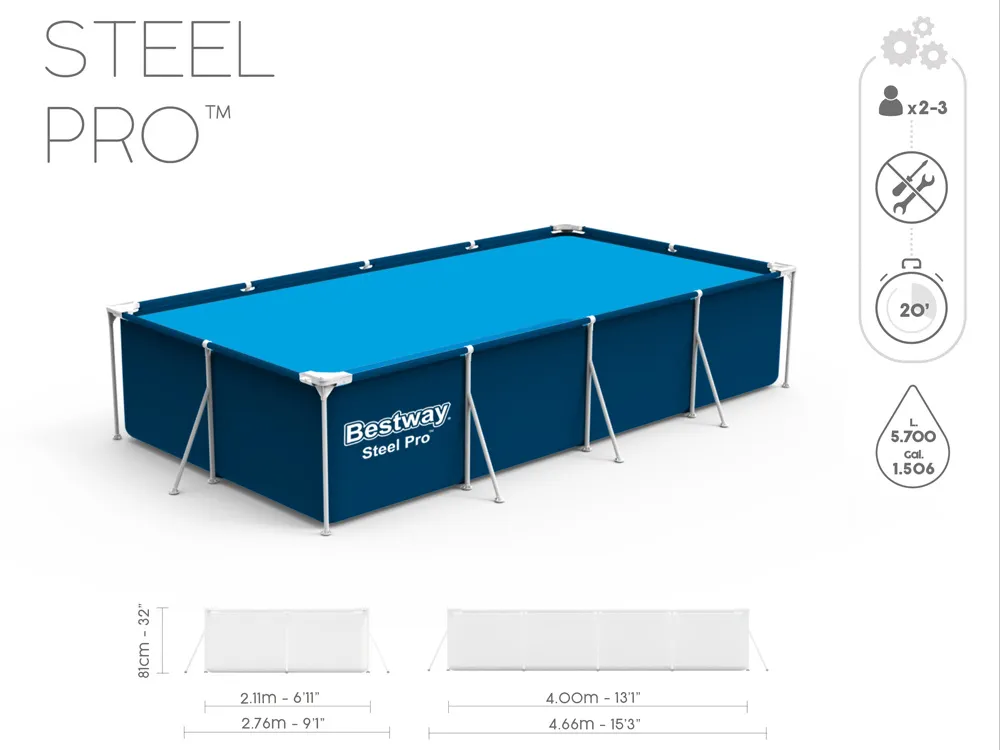 bestway montažni bazen s pumpom 400x211 cm 56424 - slika 4