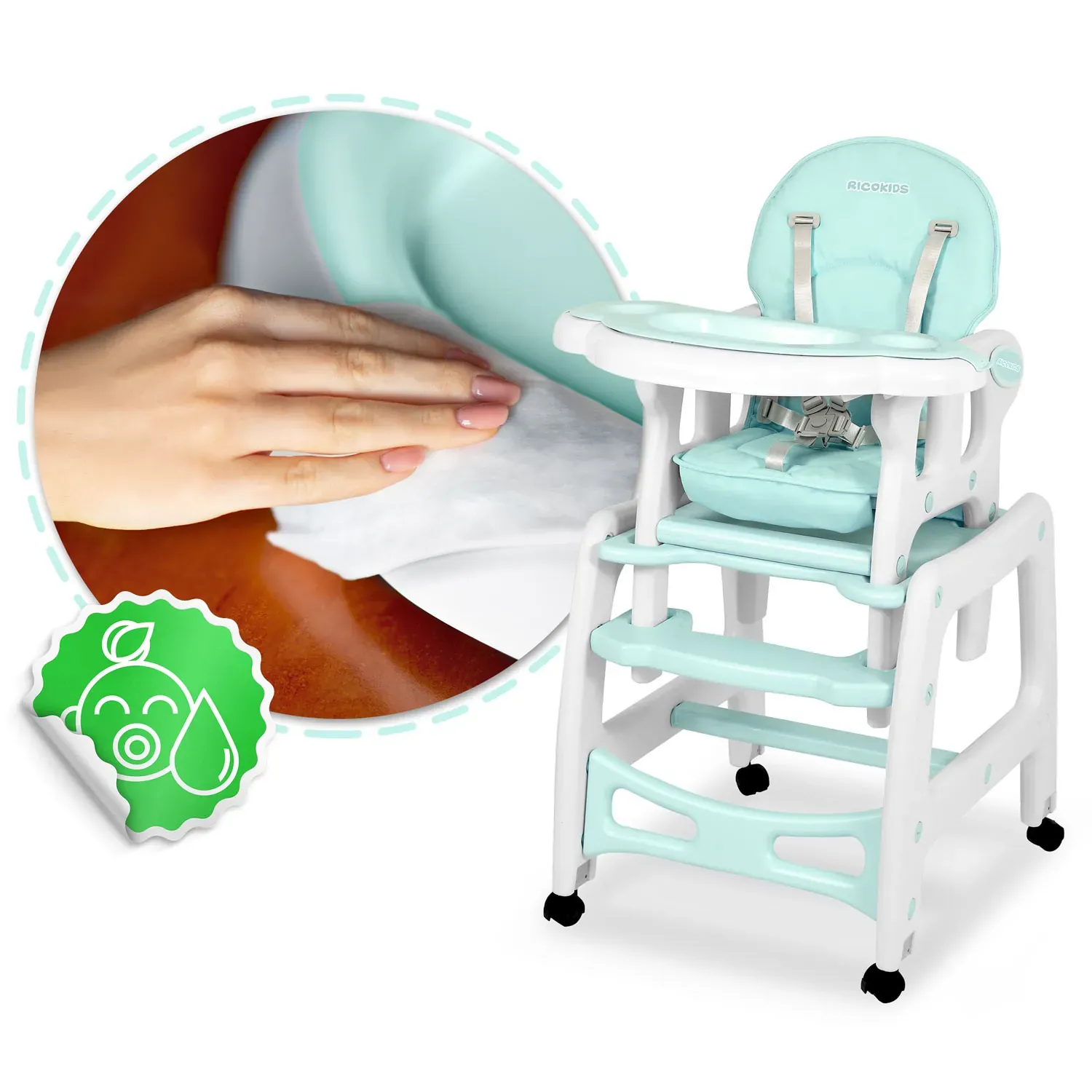 poslužavnik za visoku stolicu sinco ricokids - tirkizna - slika 8