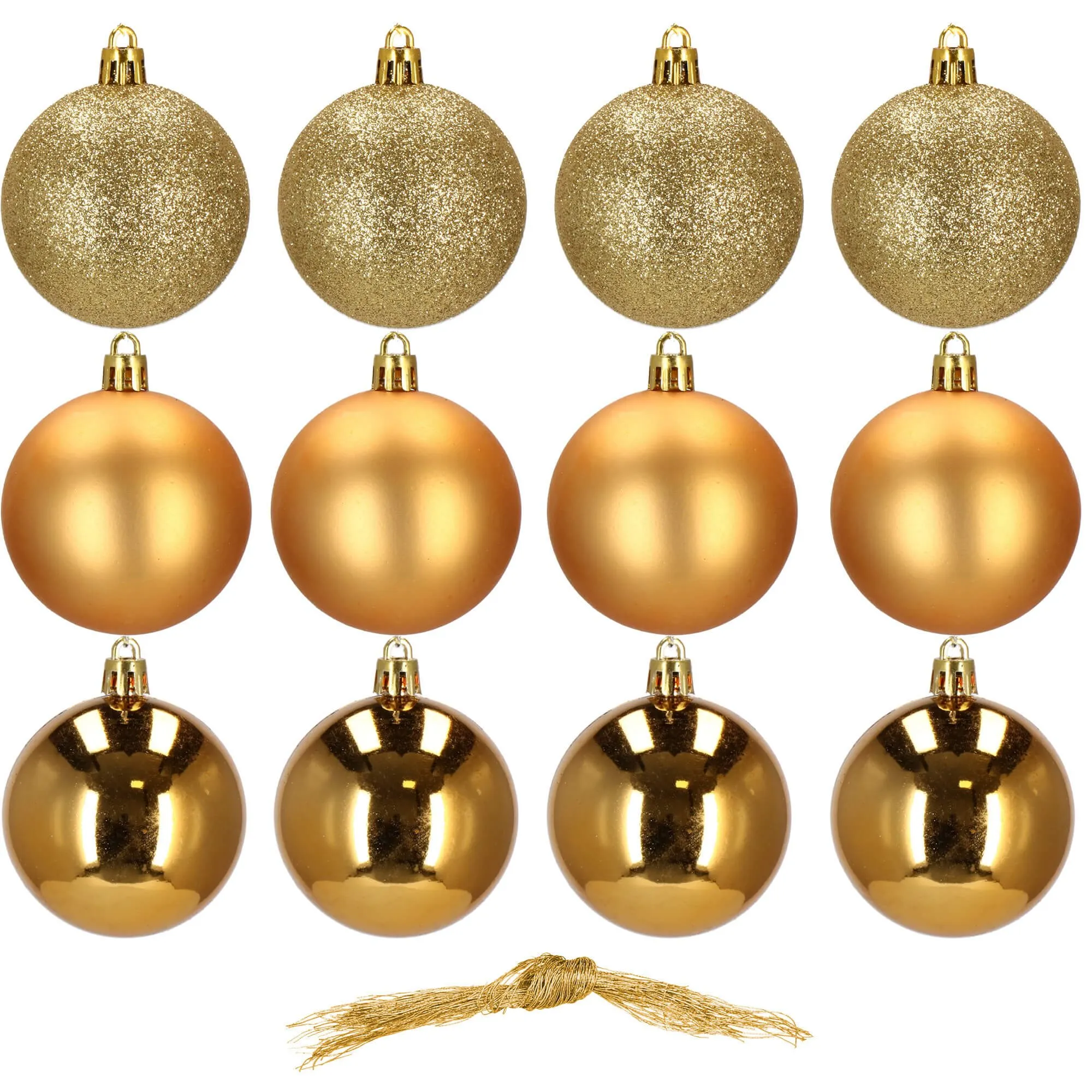 božićne kuglice 6 cm – set od 12 komada, zlatne - slika 7